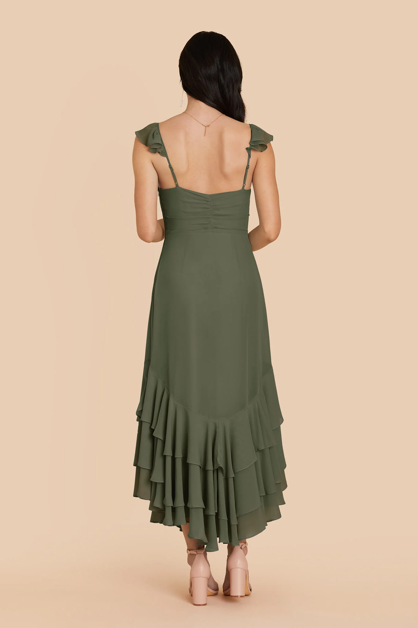 Ginny Chiffon Dress - Olive - Image 5