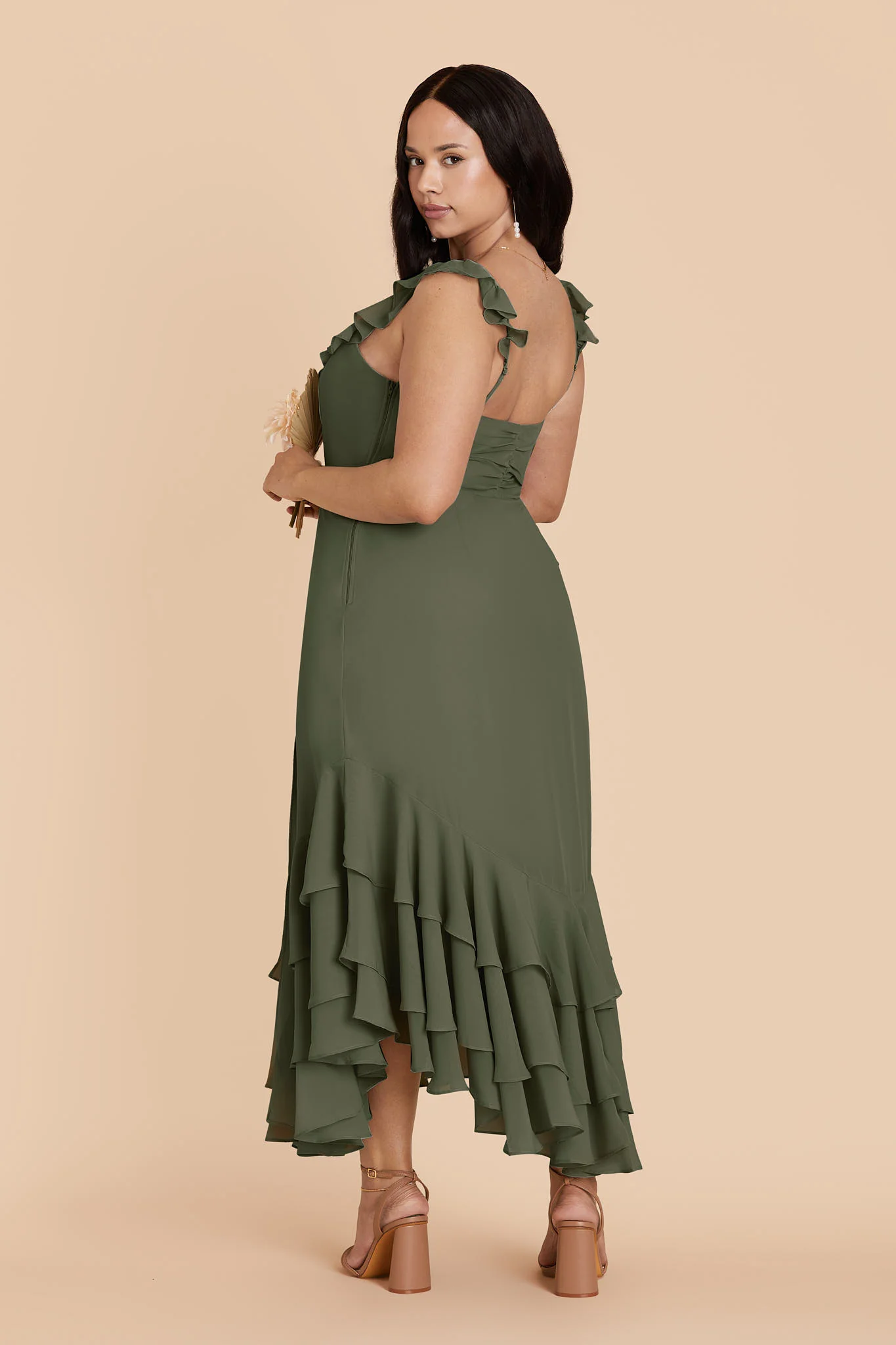 Ginny Chiffon Dress - Olive - Image 6