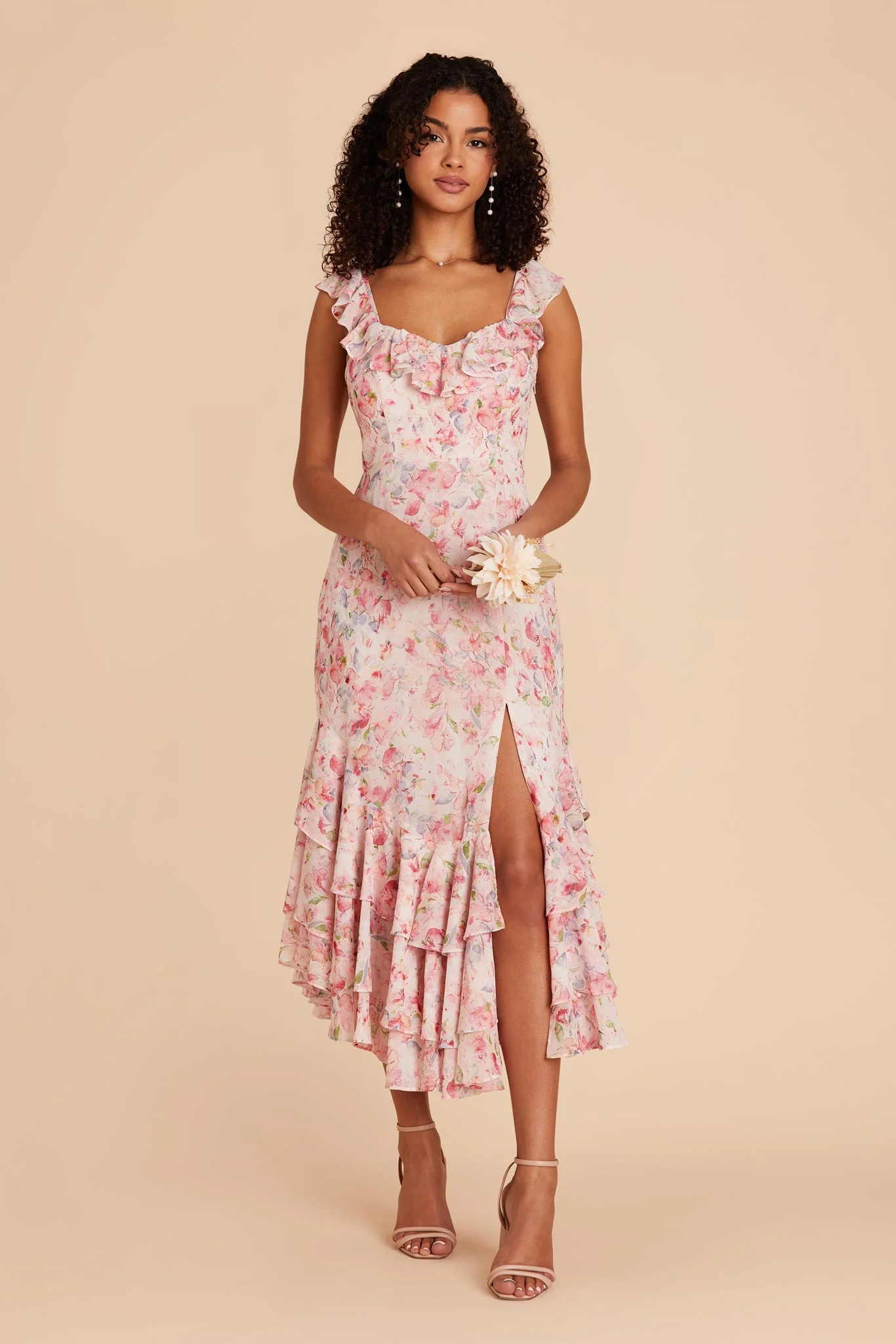Ginny Chiffon Dress - Pink Falling Petals - Image 3