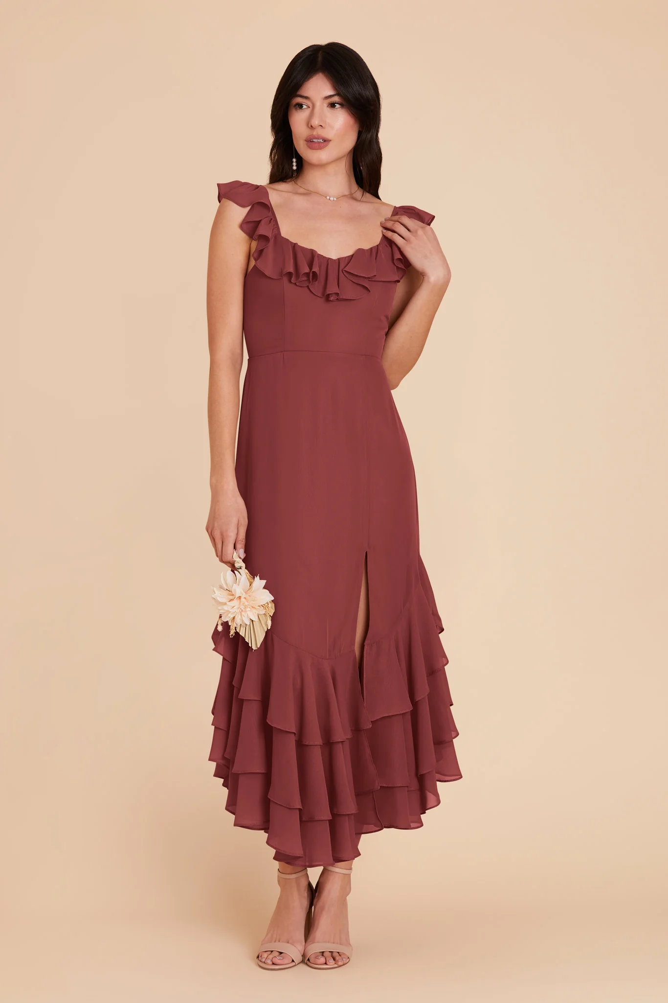 Ginny Chiffon Dress - Rosewood