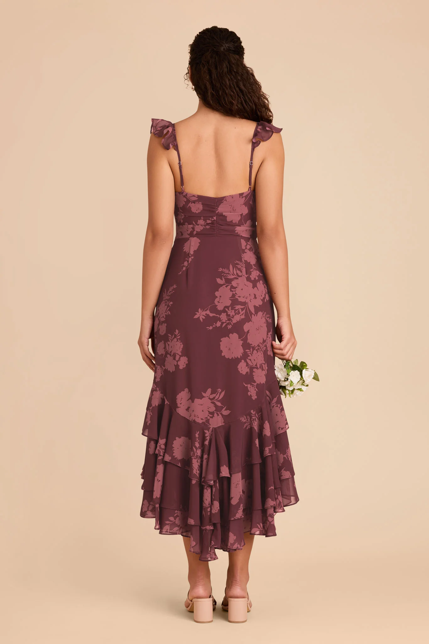 Ginny Chiffon Dress - Sangria Whimsical Blooms - Image 4