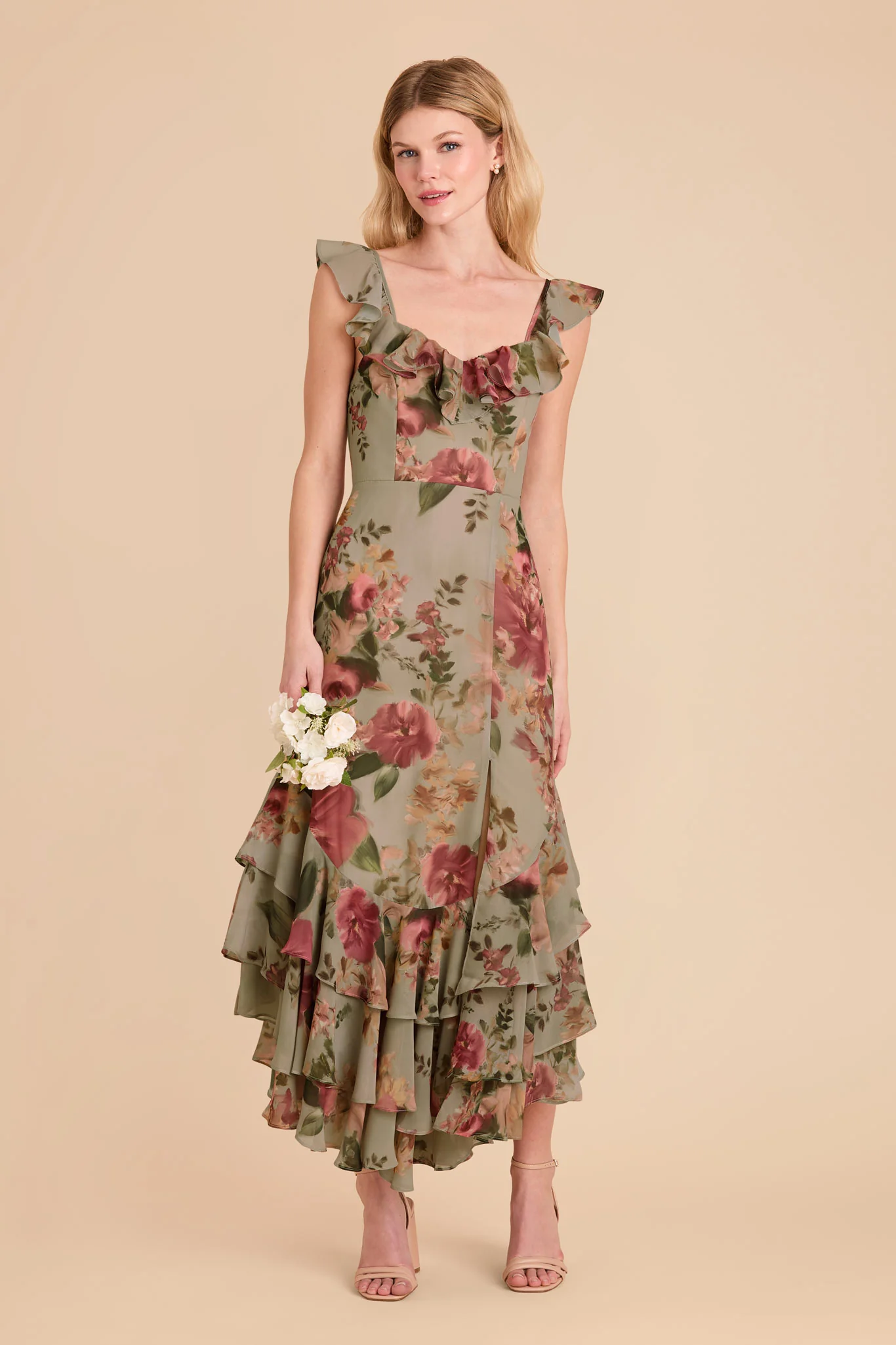 Ginny Chiffon Dress - Silver Sage Painted Botanics - Image 2