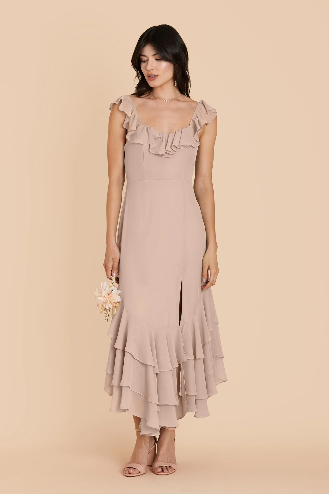Ginny Chiffon Dress - Taupe - Image 3