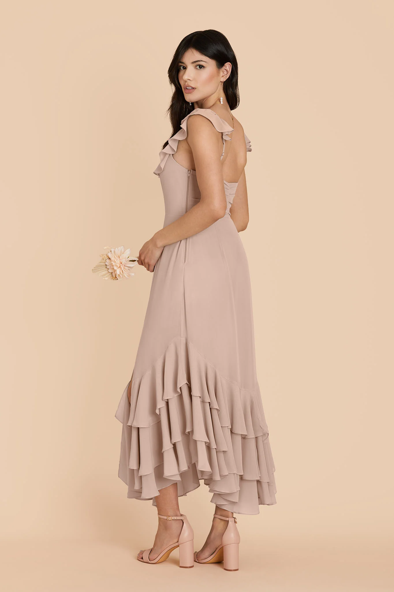 Ginny Chiffon Dress - Taupe - Image 4