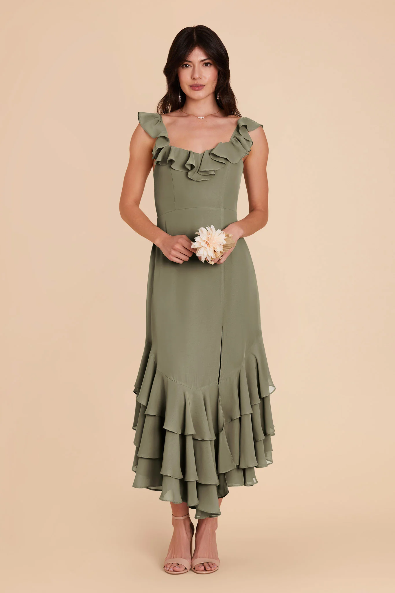 Ginny Chiffon Dress - Thyme - Image 2