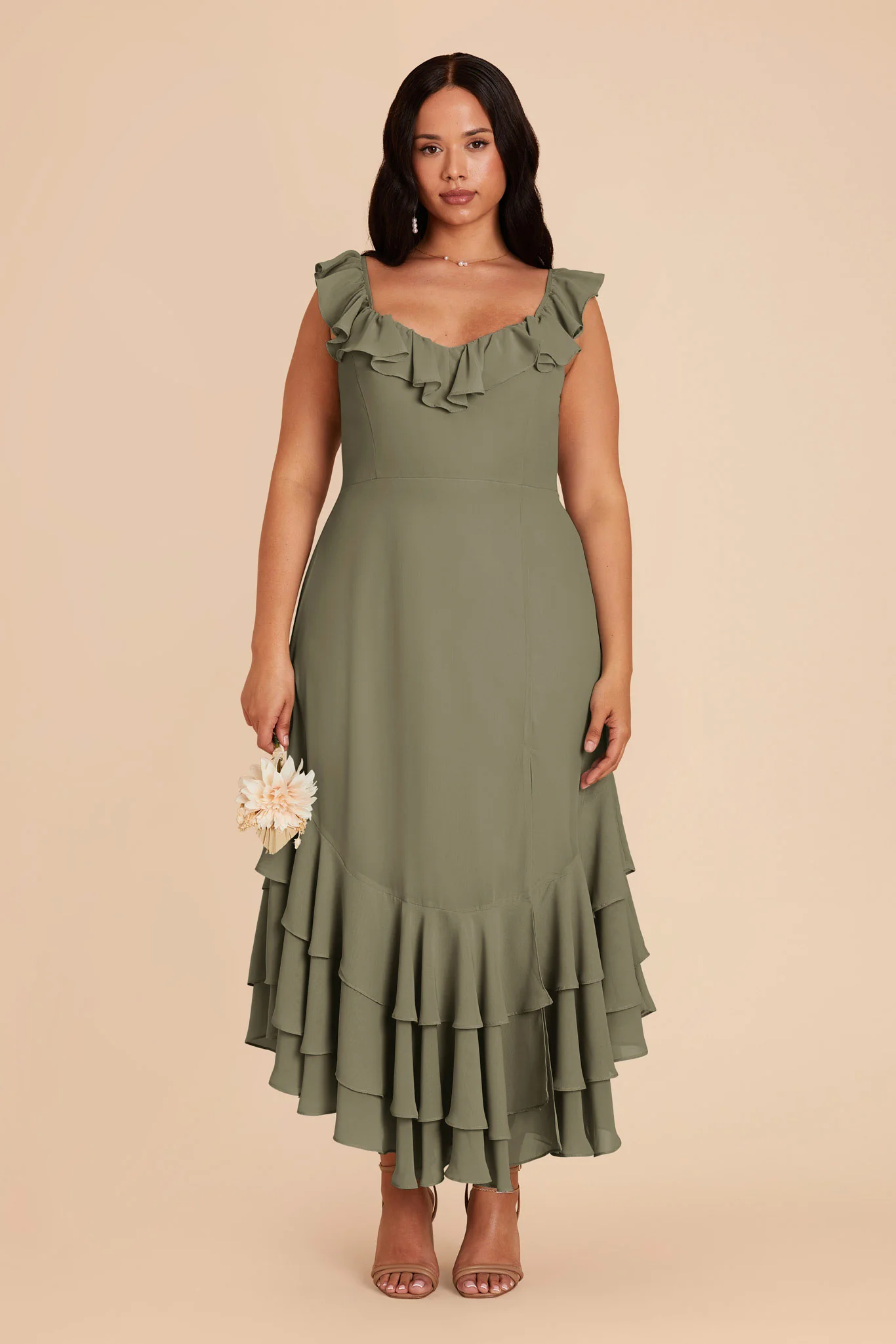 Ginny Chiffon Dress - Thyme - Image 3