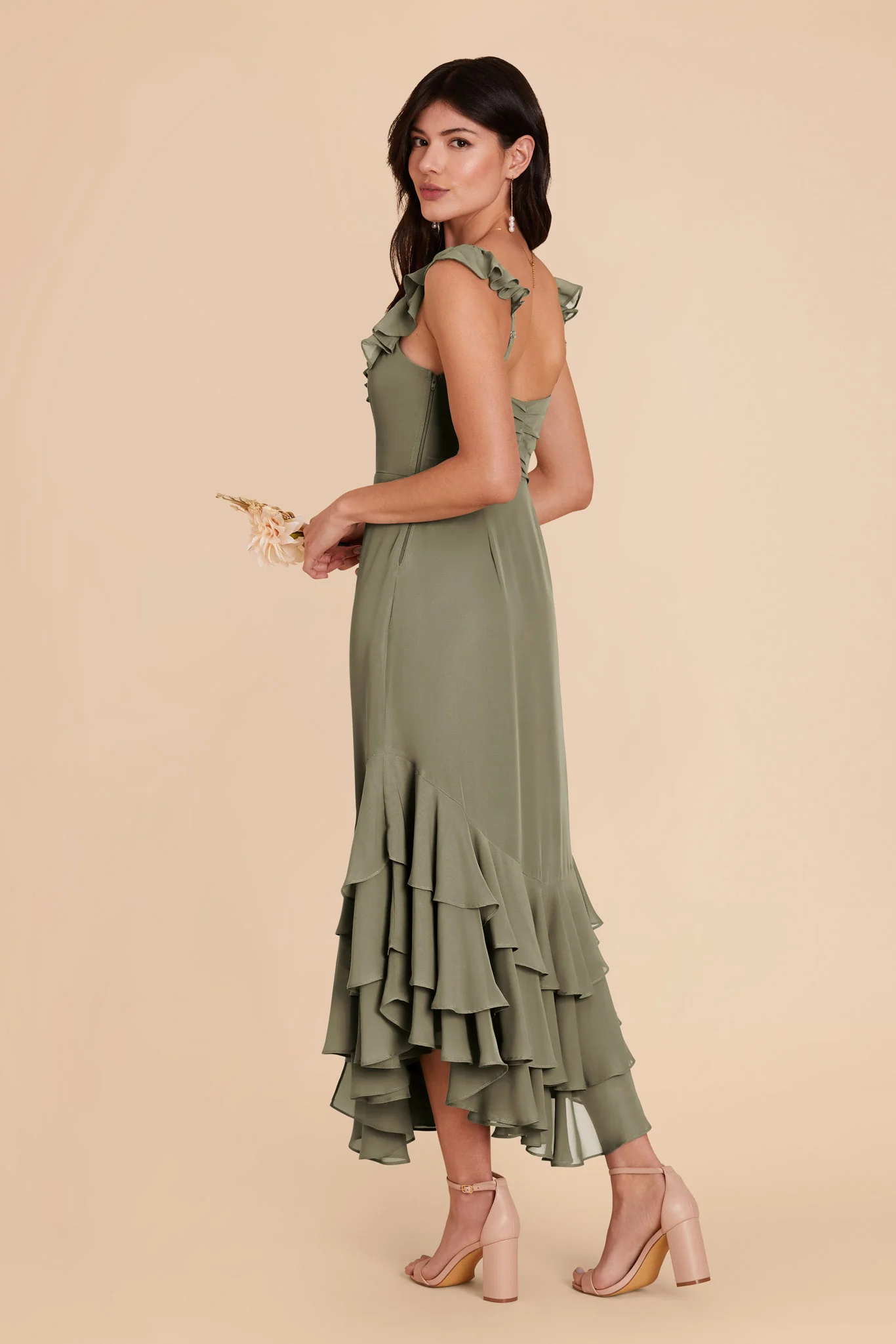 Ginny Chiffon Dress - Thyme - Image 4