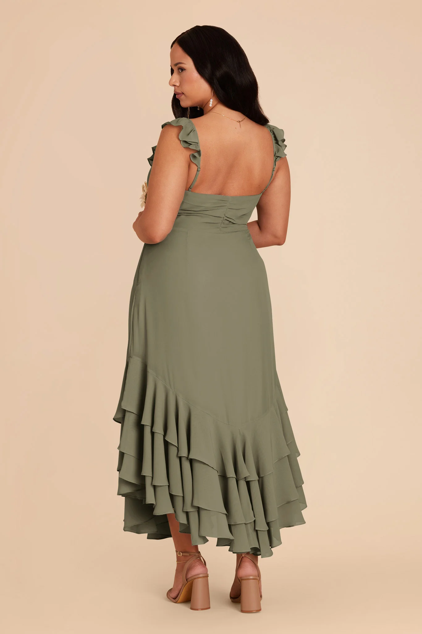 Ginny Chiffon Dress - Thyme - Image 7