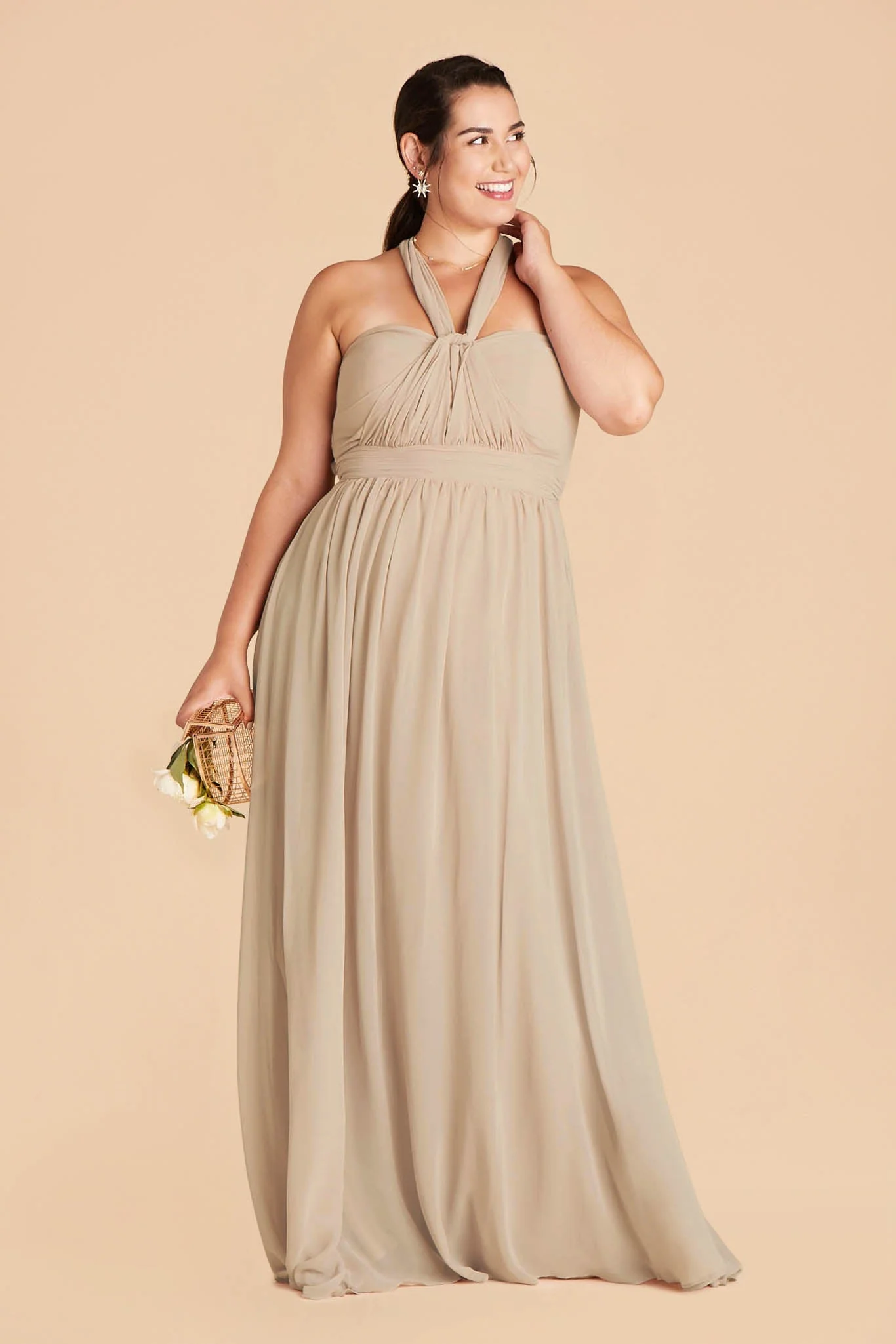 Grace Chiffon Dress - Almond - Image 2