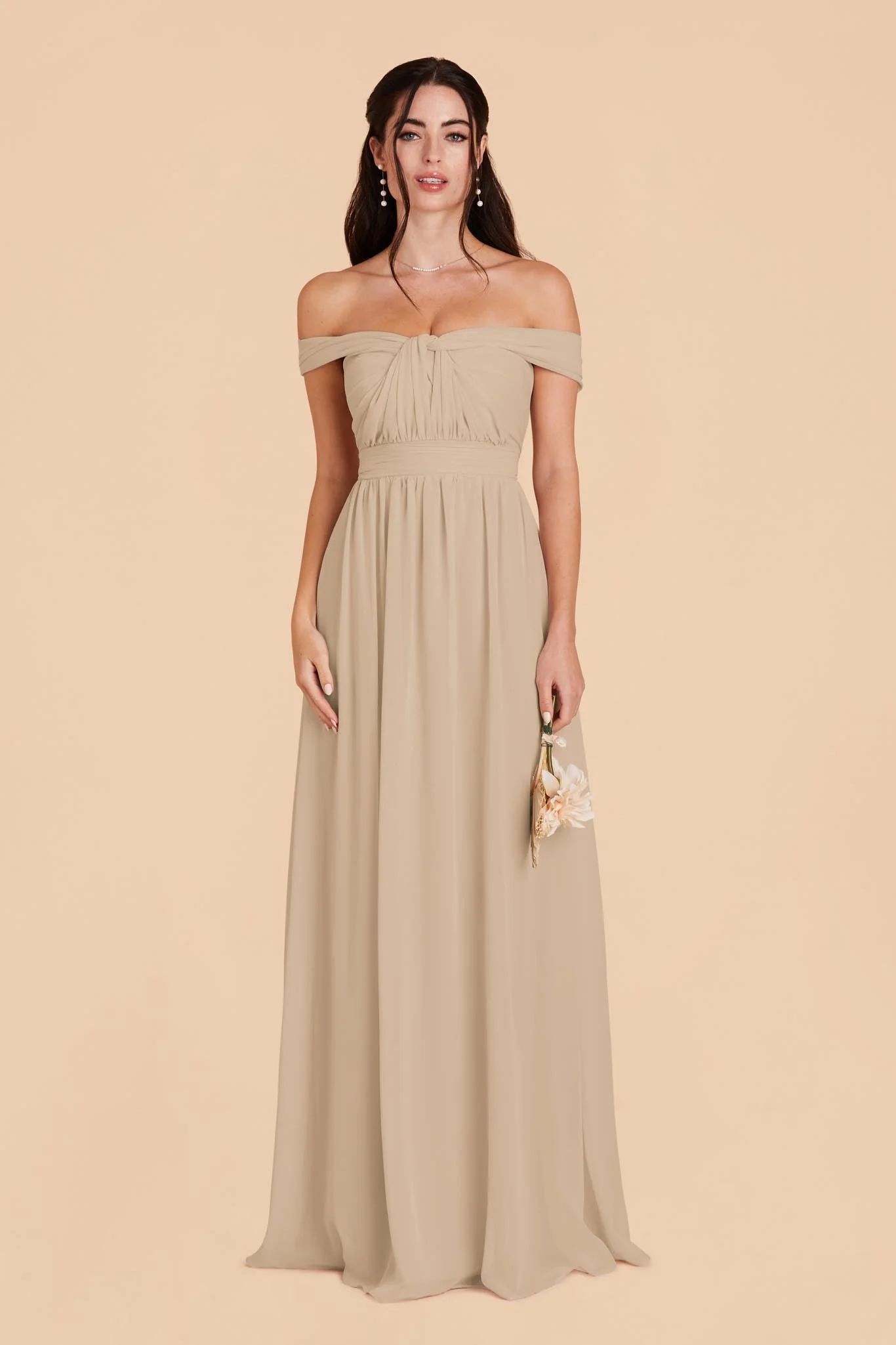 Grace Chiffon Dress - Almond - Image 4