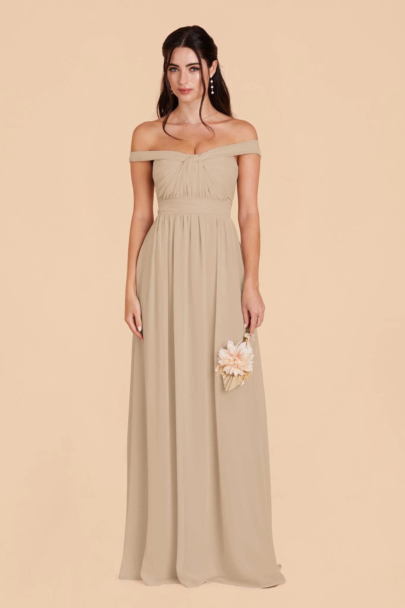 Grace Chiffon Dress - Almond - Image 5