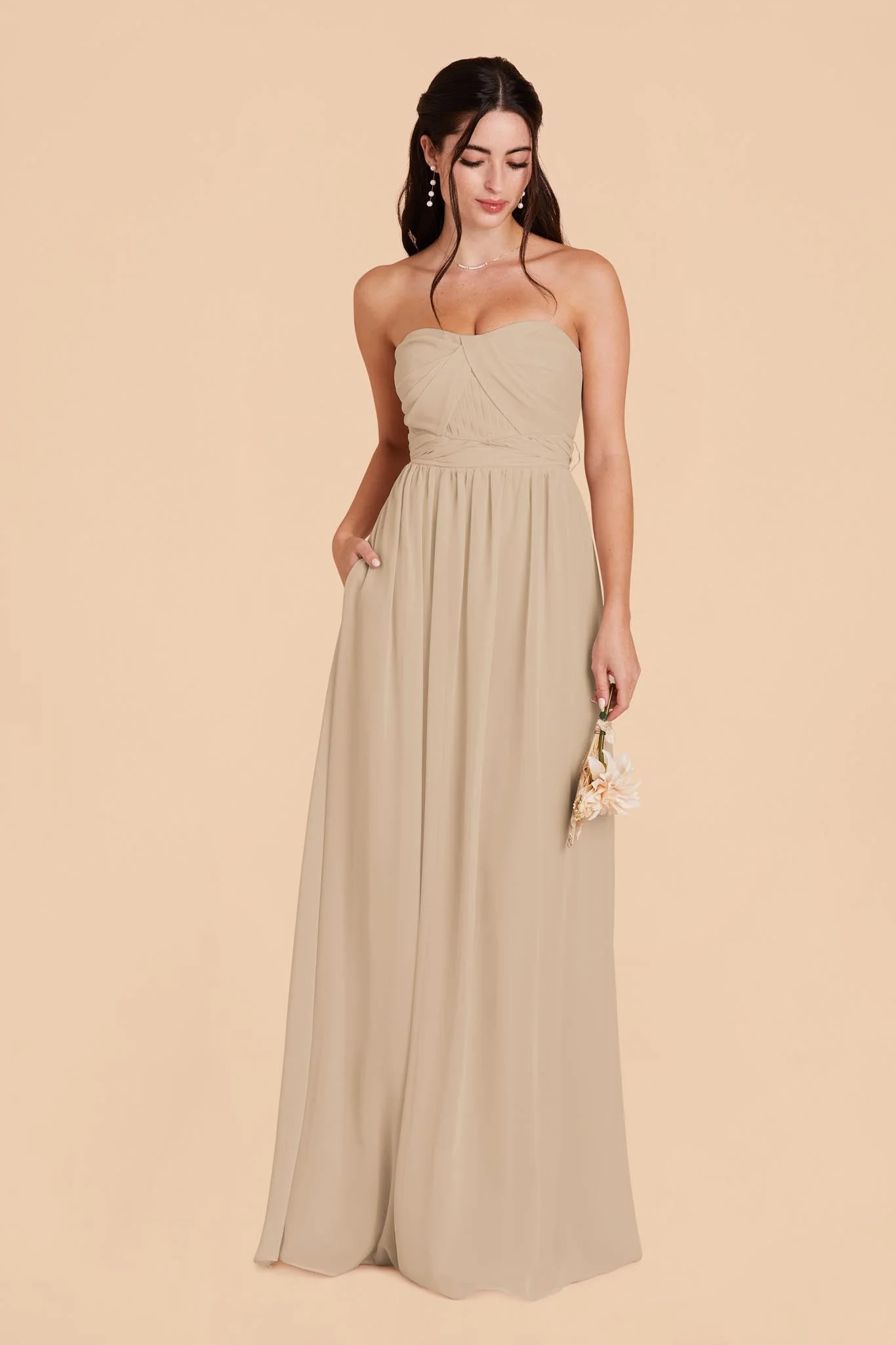 Grace Chiffon Dress - Almond - Image 6