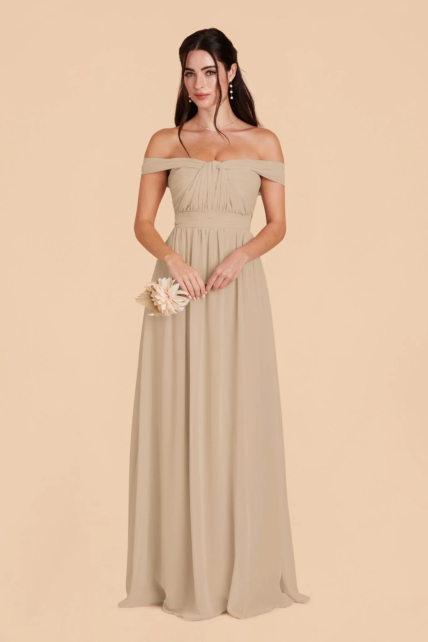 Grace Chiffon Dress - Almond - Image 7