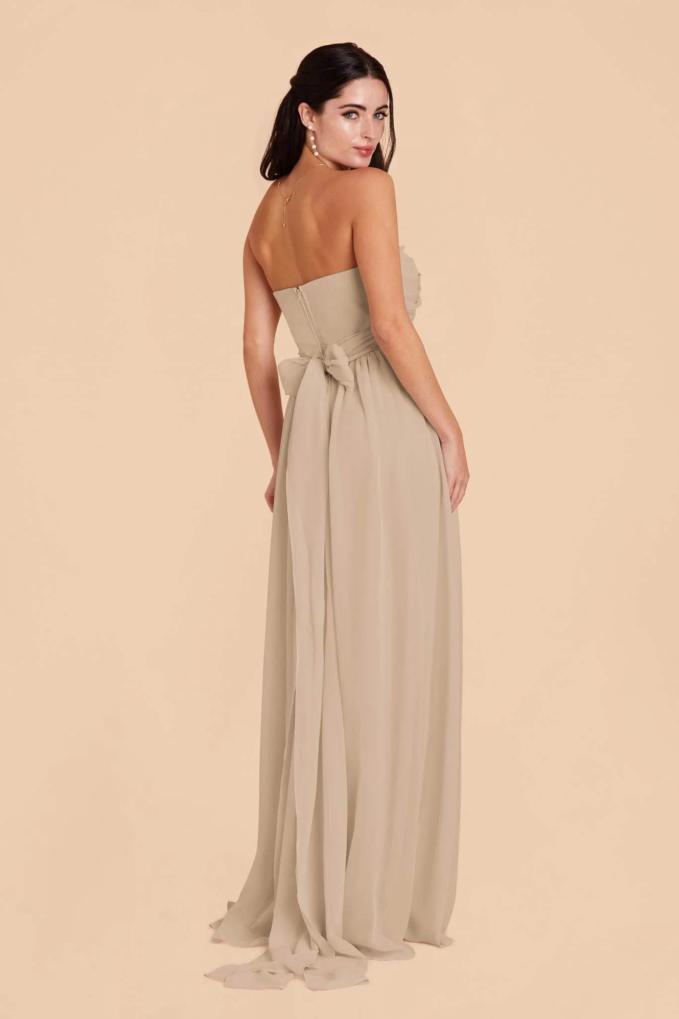 Grace Chiffon Dress - Almond - Image 8