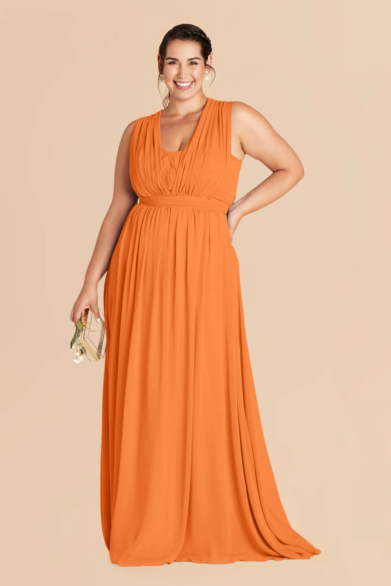 Grace Chiffon Dress - Apricot - Image 2