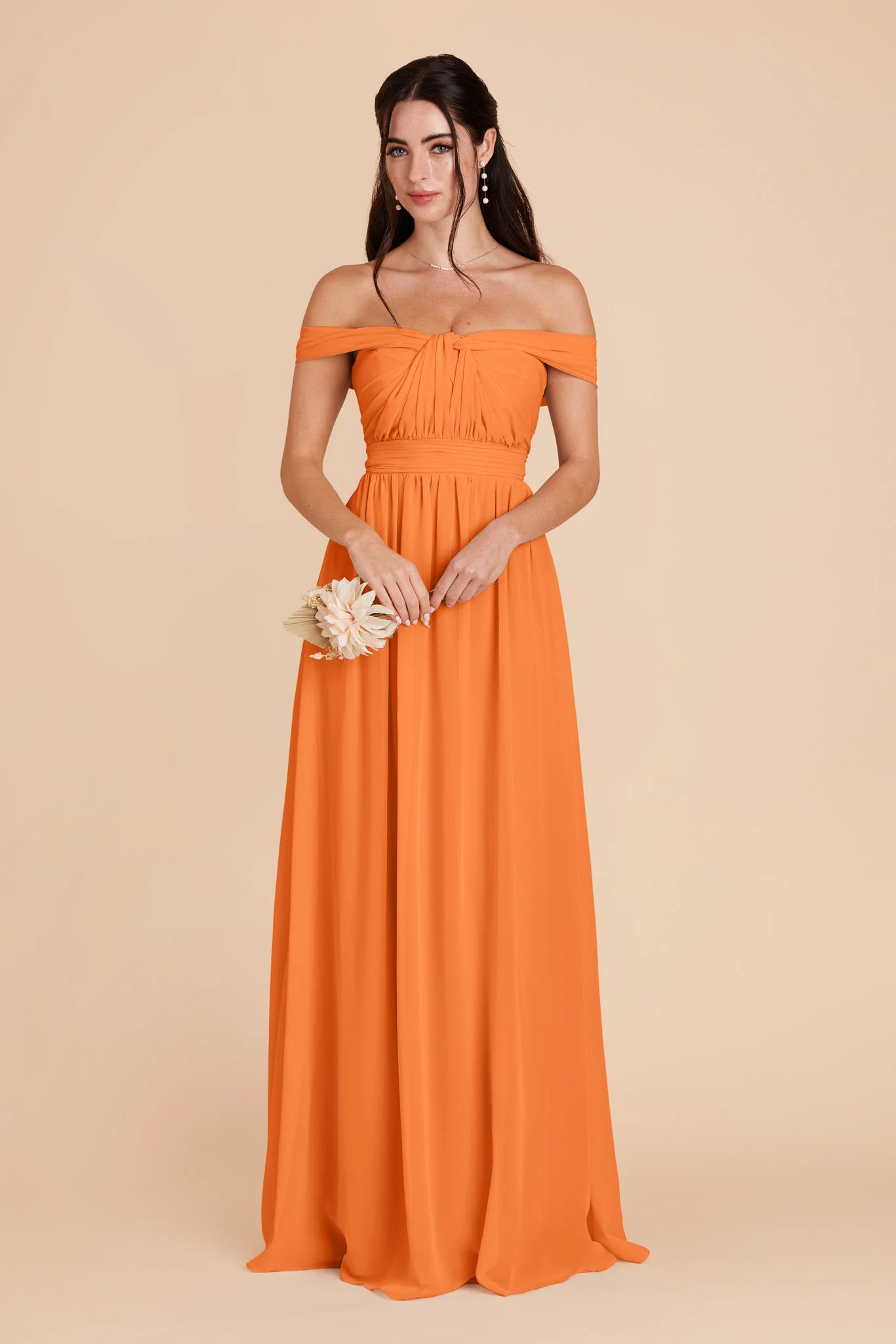 Grace Chiffon Dress - Apricot - Image 3