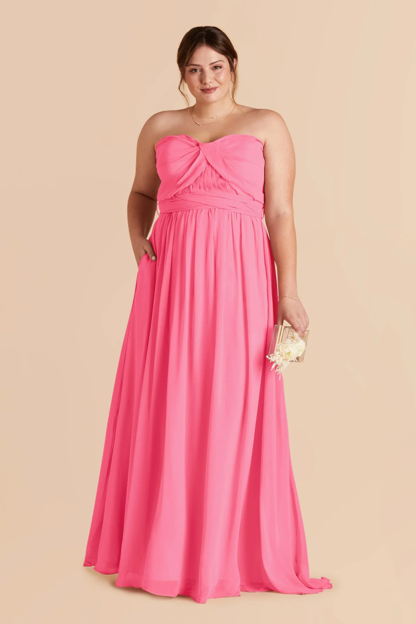 Grace Chiffon Dress - Bon Bon Pink - Image 2