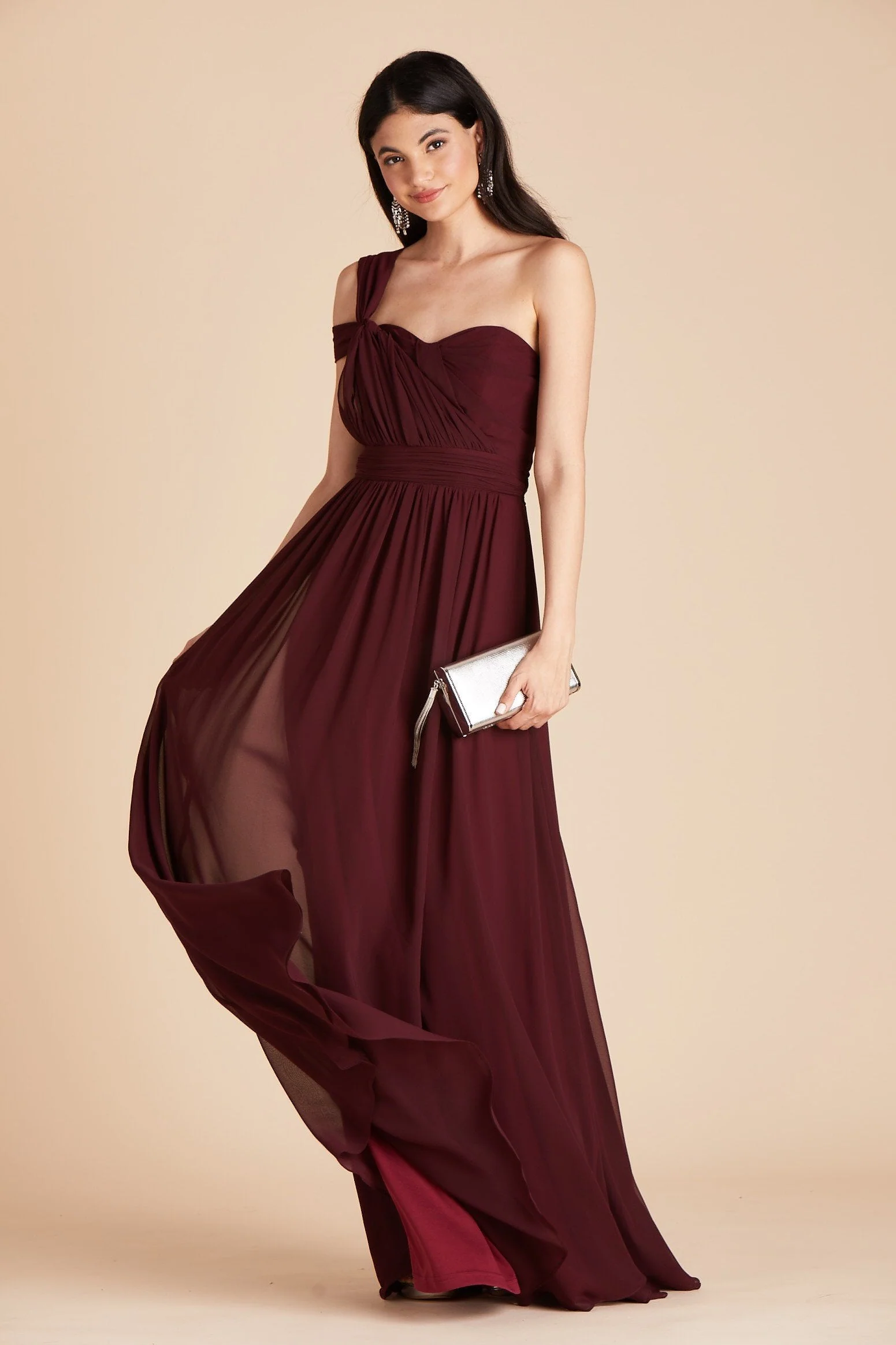 Grace Chiffon Dress - Cabernet - Image 10