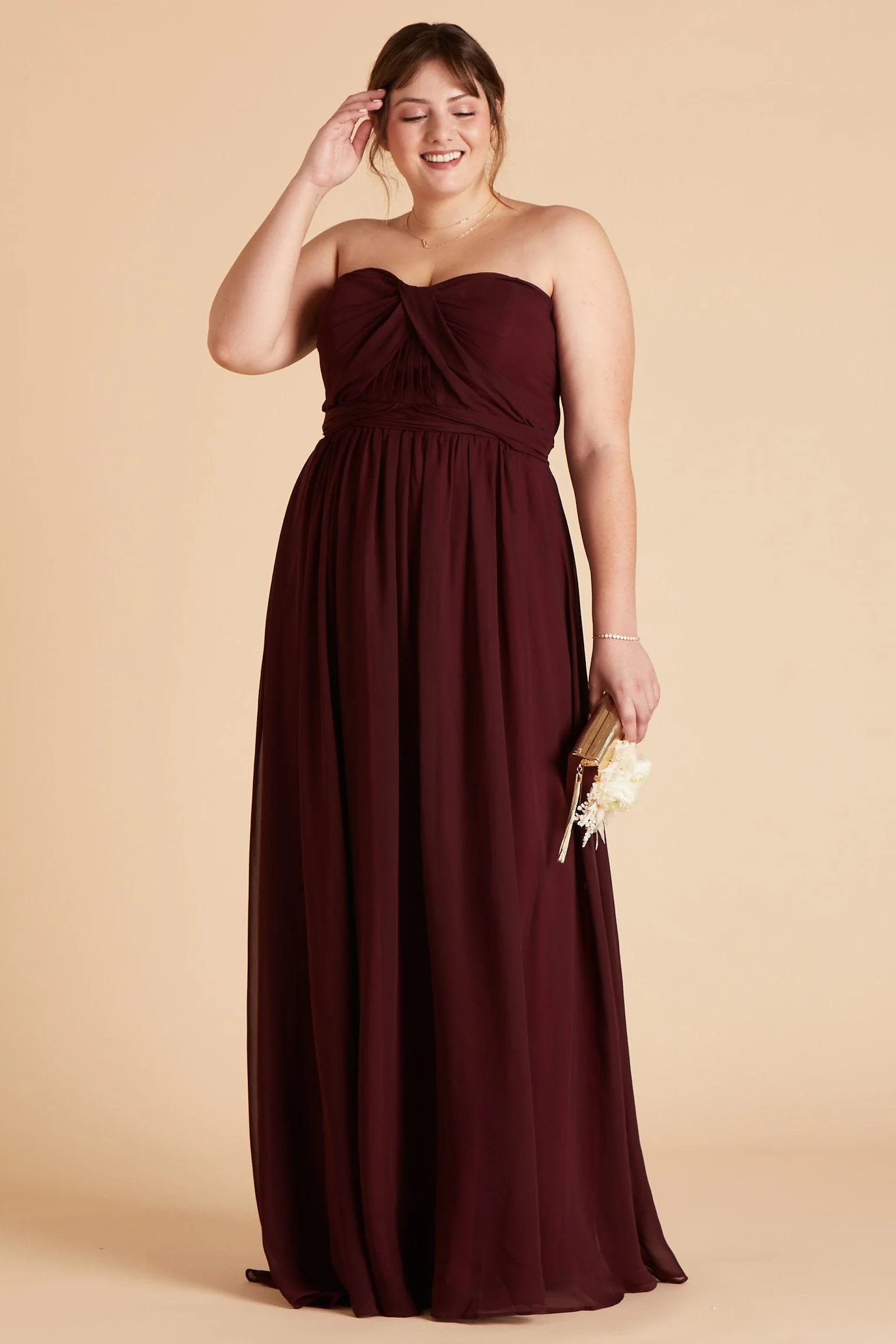 Grace Chiffon Dress - Cabernet - Image 12