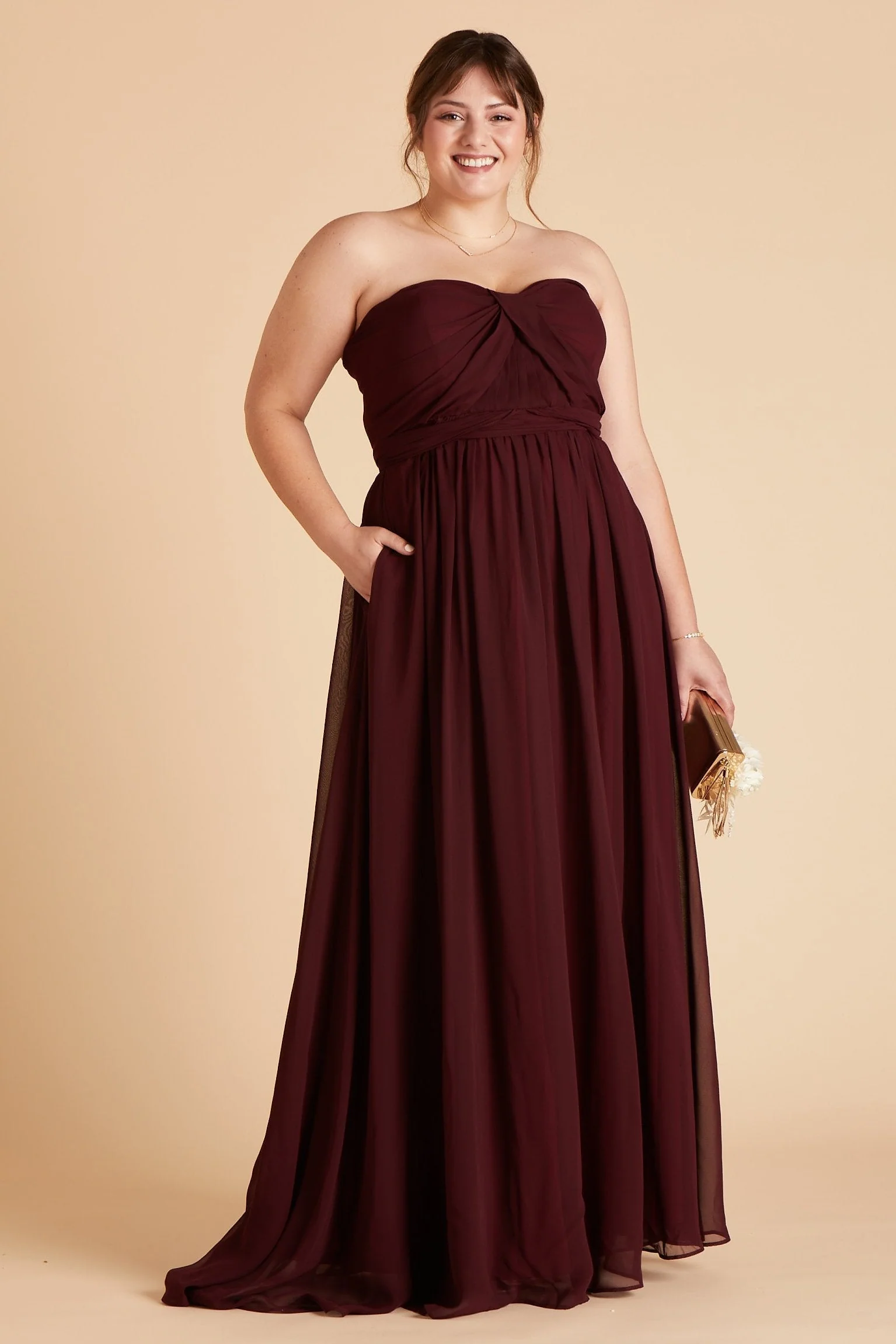 Grace Chiffon Dress - Cabernet - Image 13