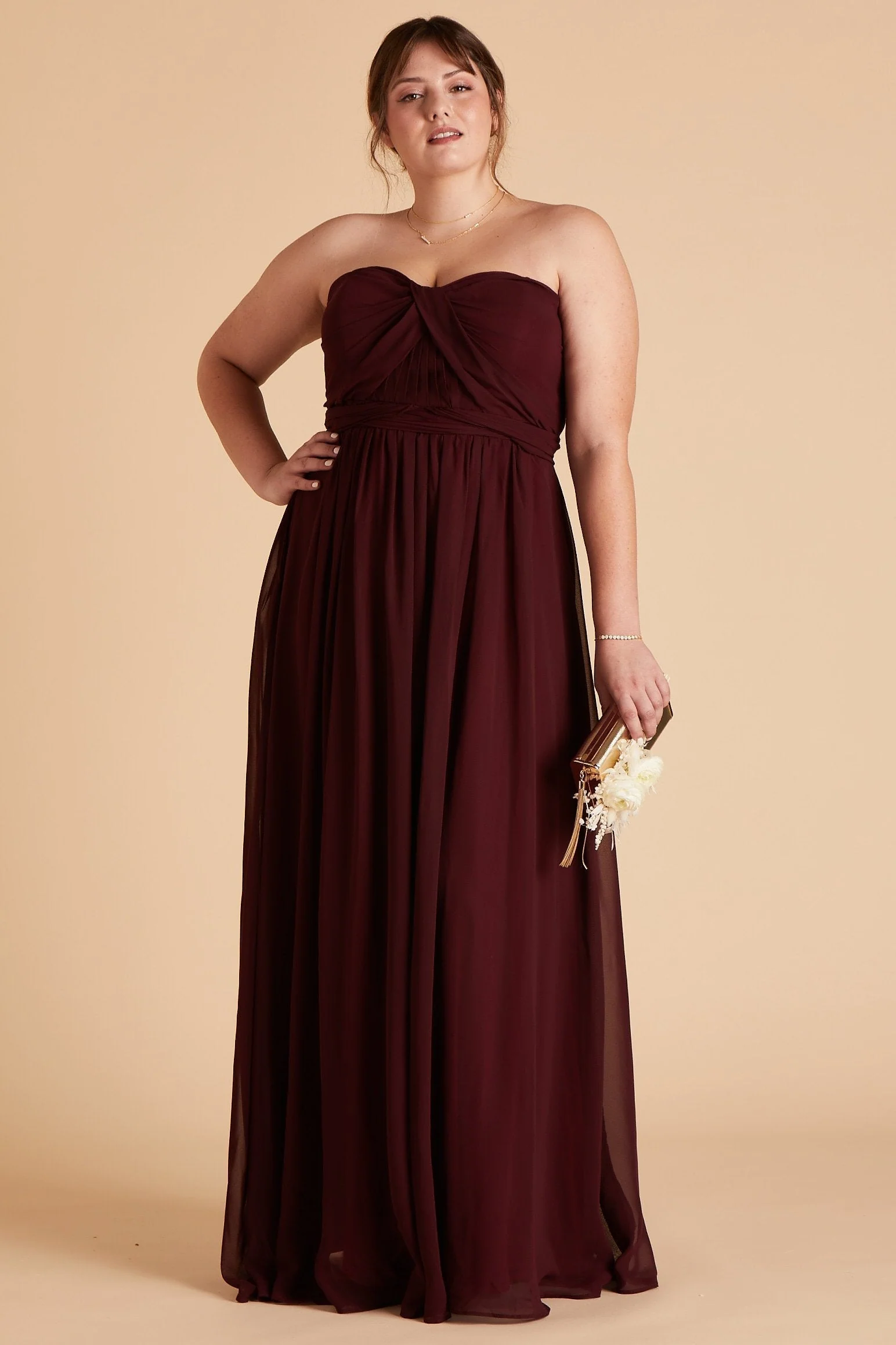 Grace Chiffon Dress - Cabernet - Image 15