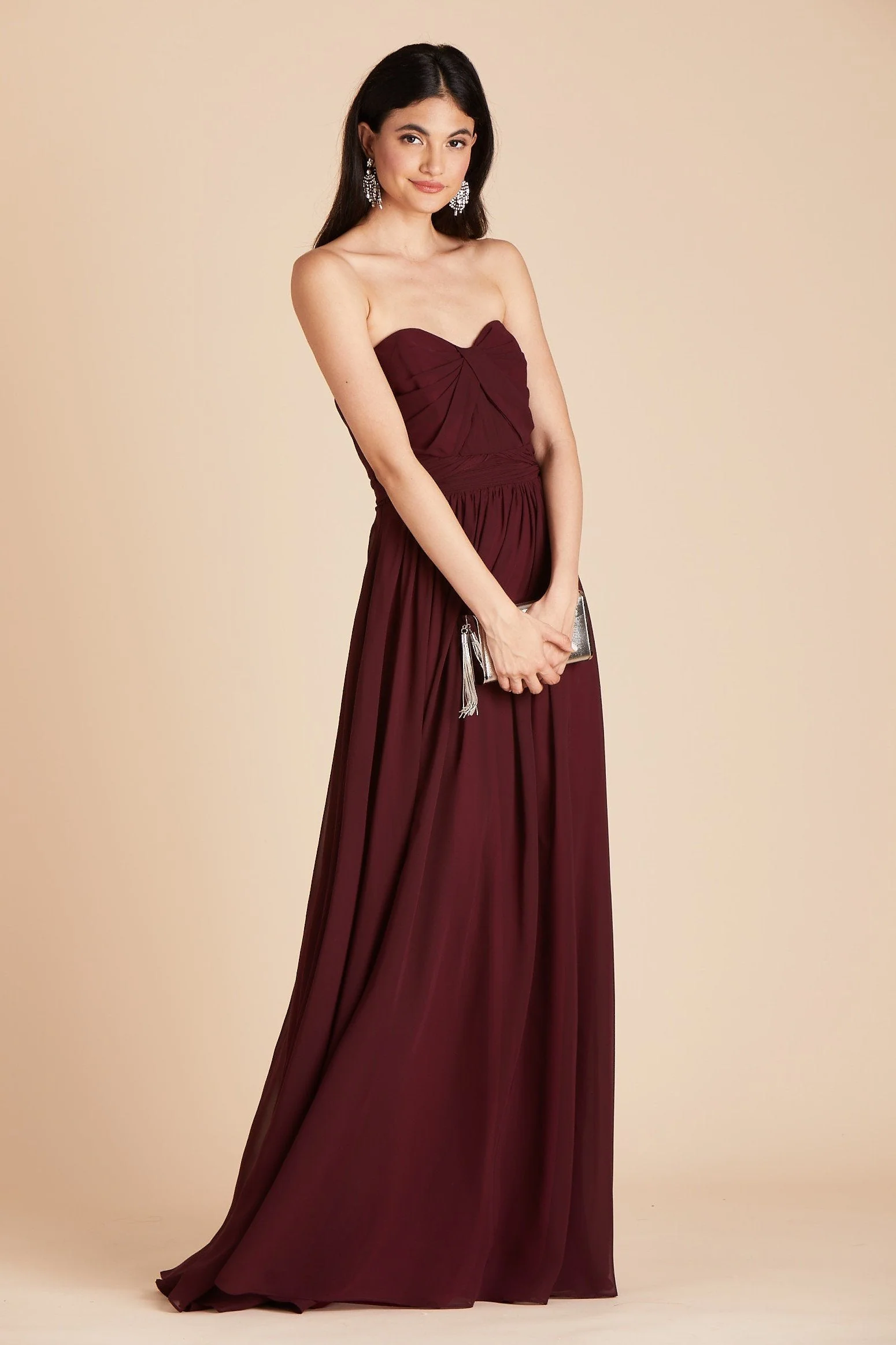 Grace Chiffon Dress - Cabernet - Image 9