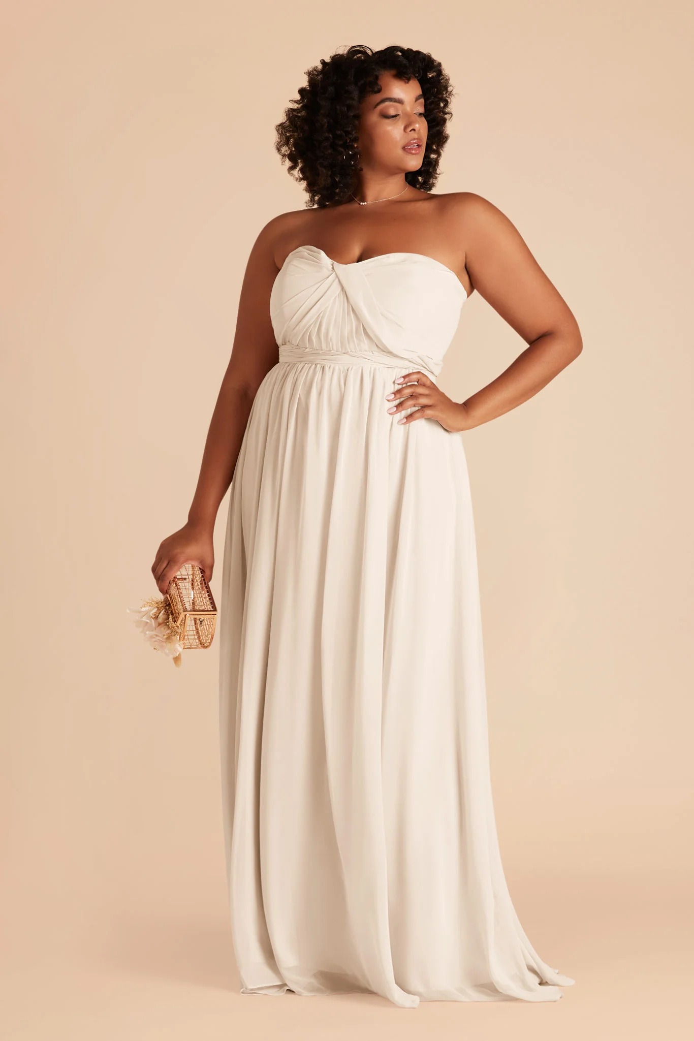 Grace Chiffon Dress - Champagne - Image 2