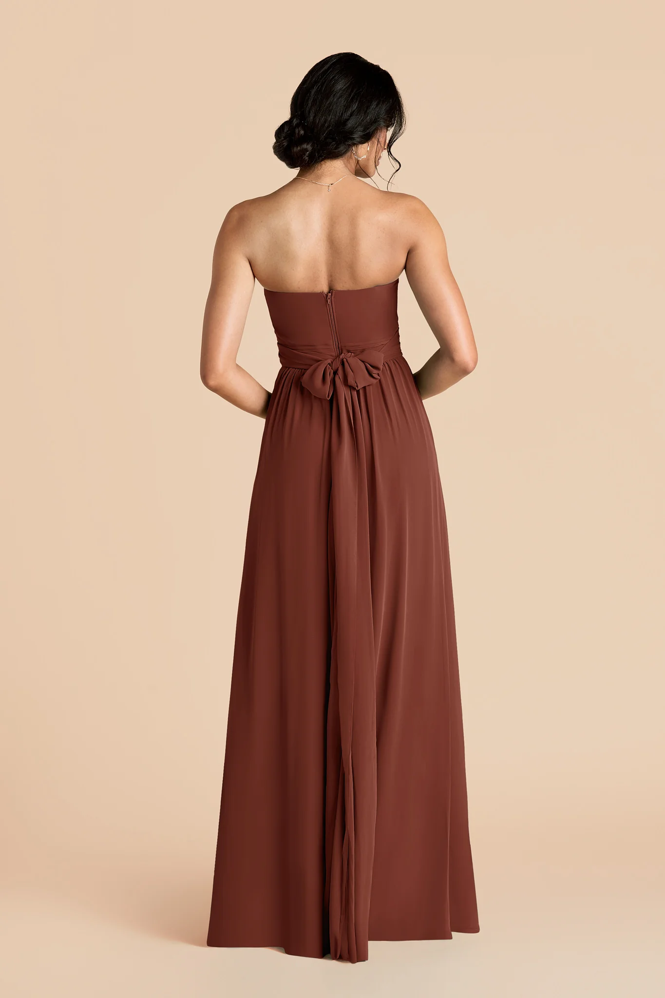 Grace Chiffon Dress - Cognac - Image 3