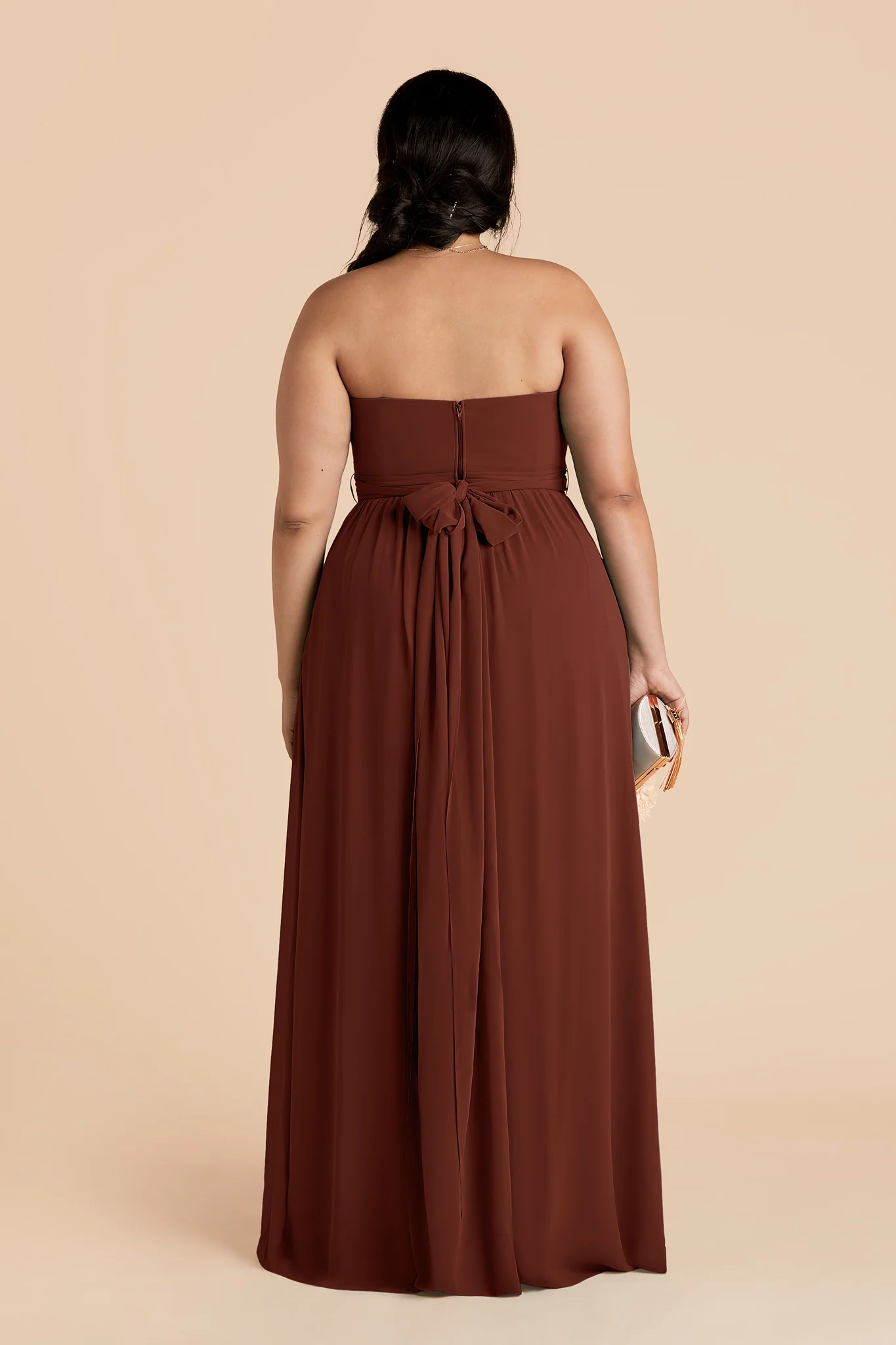 Grace Chiffon Dress - Cognac - Image 4