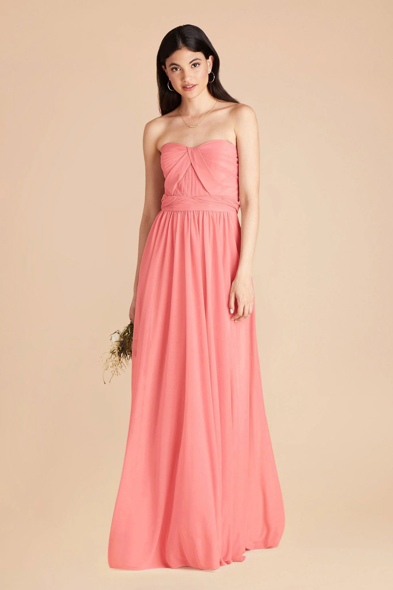 Grace Chiffon Dress - Coral Pink