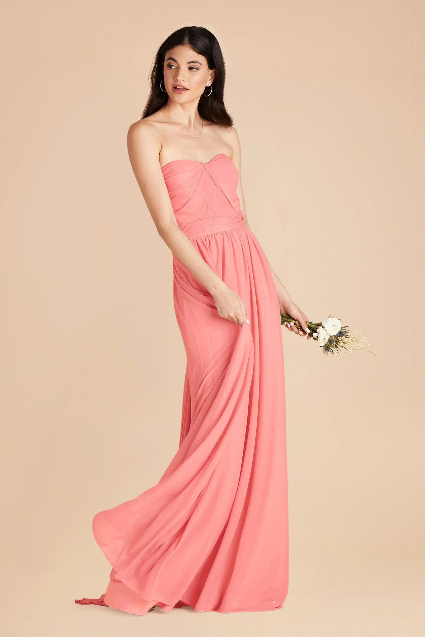 Grace Chiffon Dress - Coral Pink - Image 4