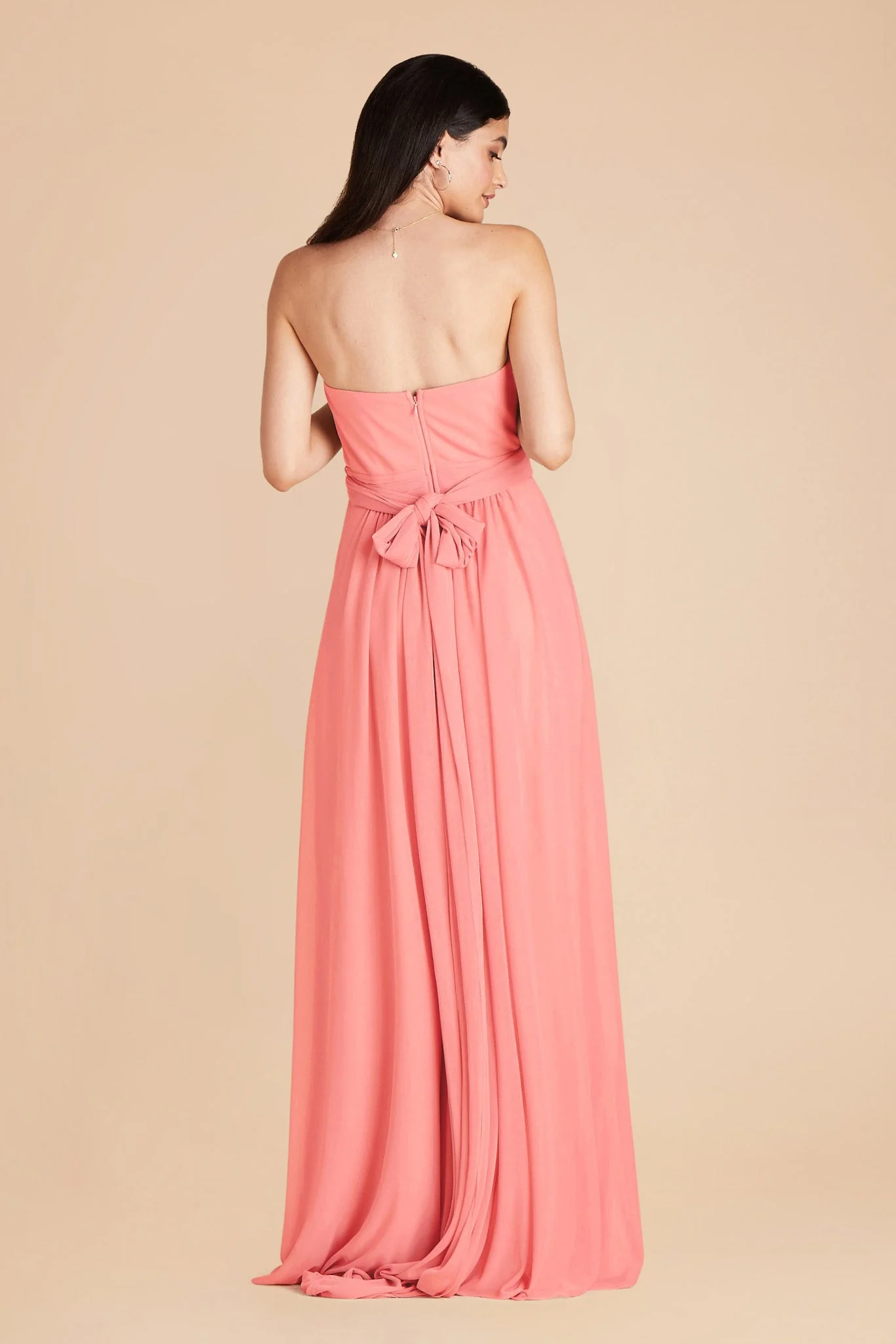 Grace Chiffon Dress - Coral Pink - Image 6