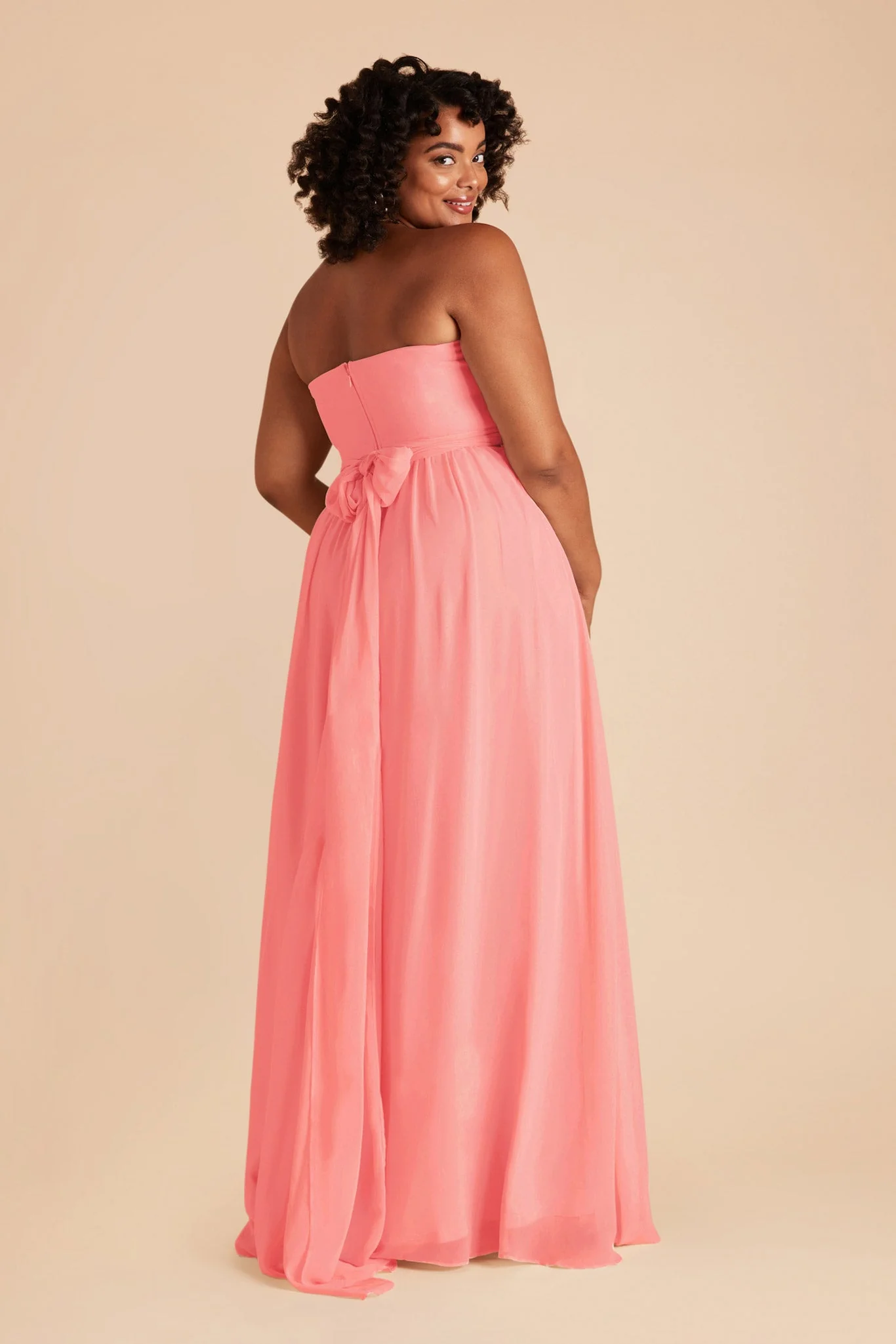 Grace Chiffon Dress - Coral Pink - Image 9
