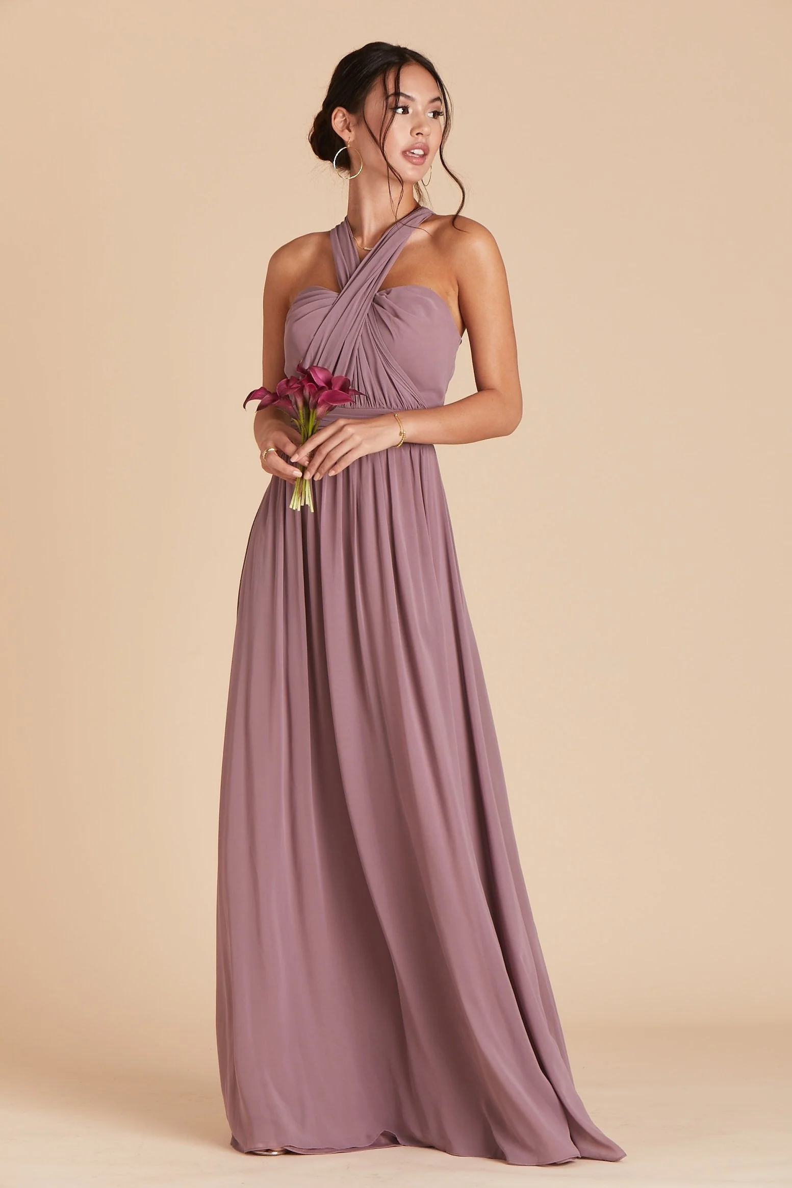 Grace Chiffon Dress - Dark Mauve - Image 3