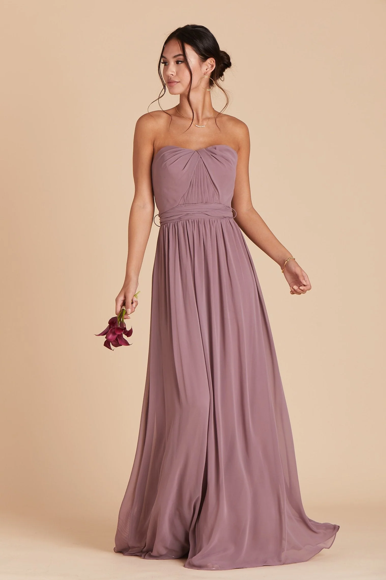 Grace Chiffon Dress - Dark Mauve - Image 5