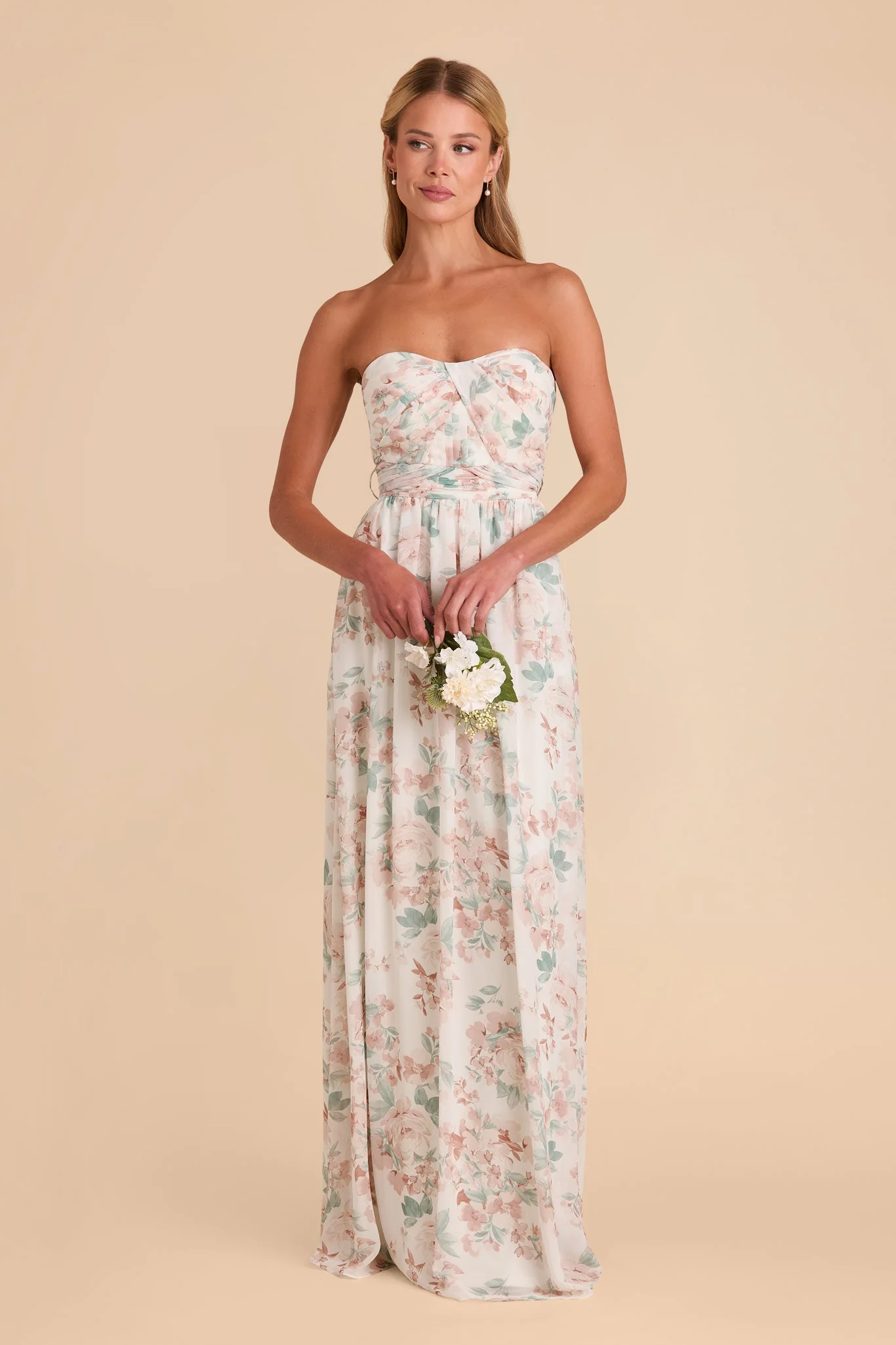 Grace Chiffon Dress - Dusty Apricot Peonies - Image 2