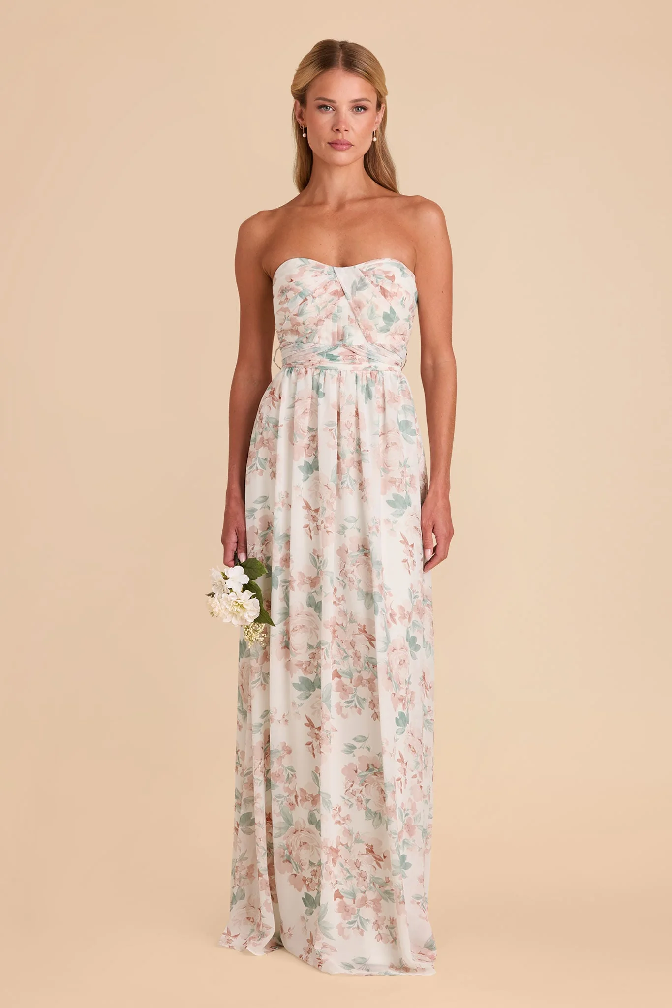 Grace Chiffon Dress - Dusty Apricot Peonies - Image 3