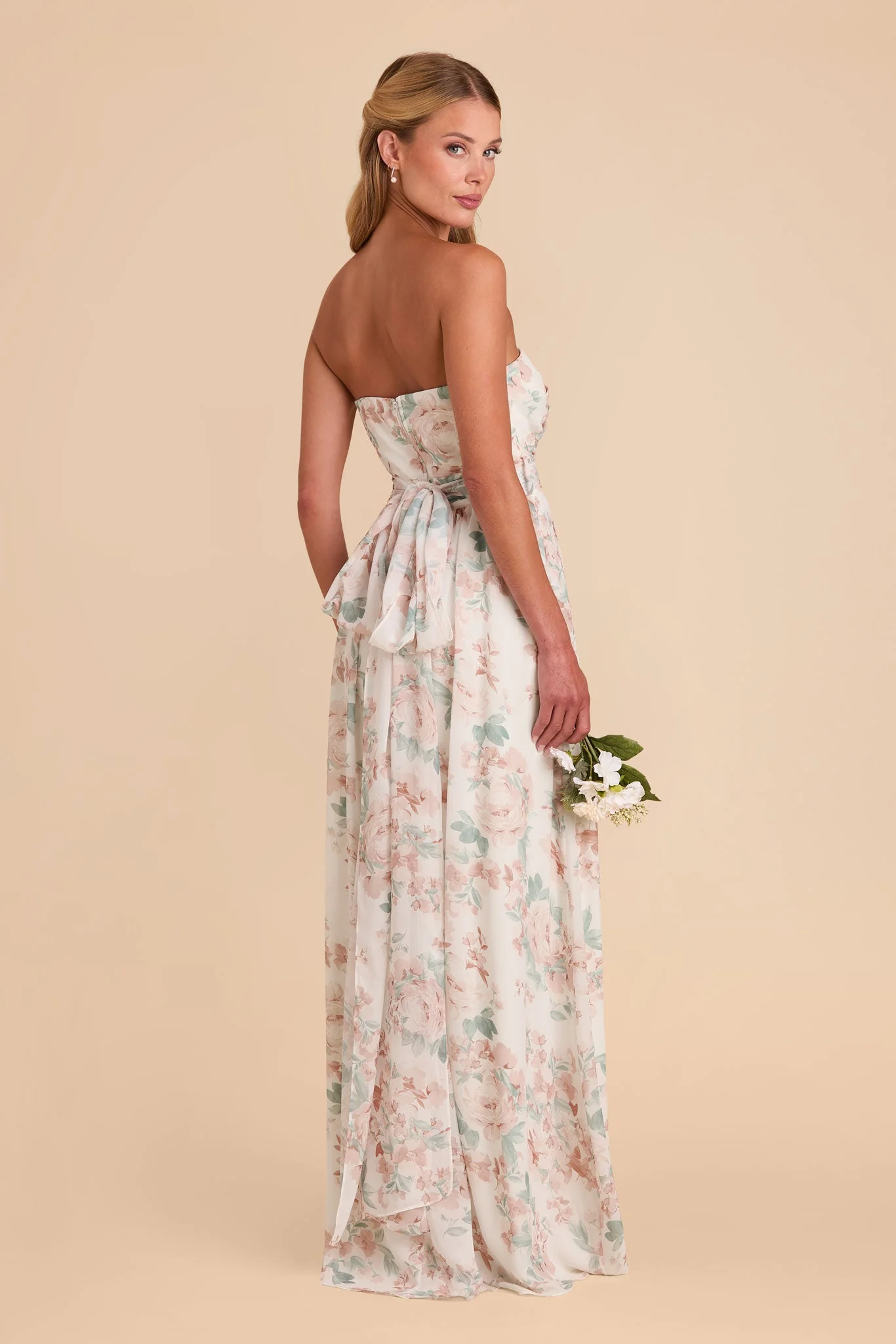Grace Chiffon Dress - Dusty Apricot Peonies - Image 5