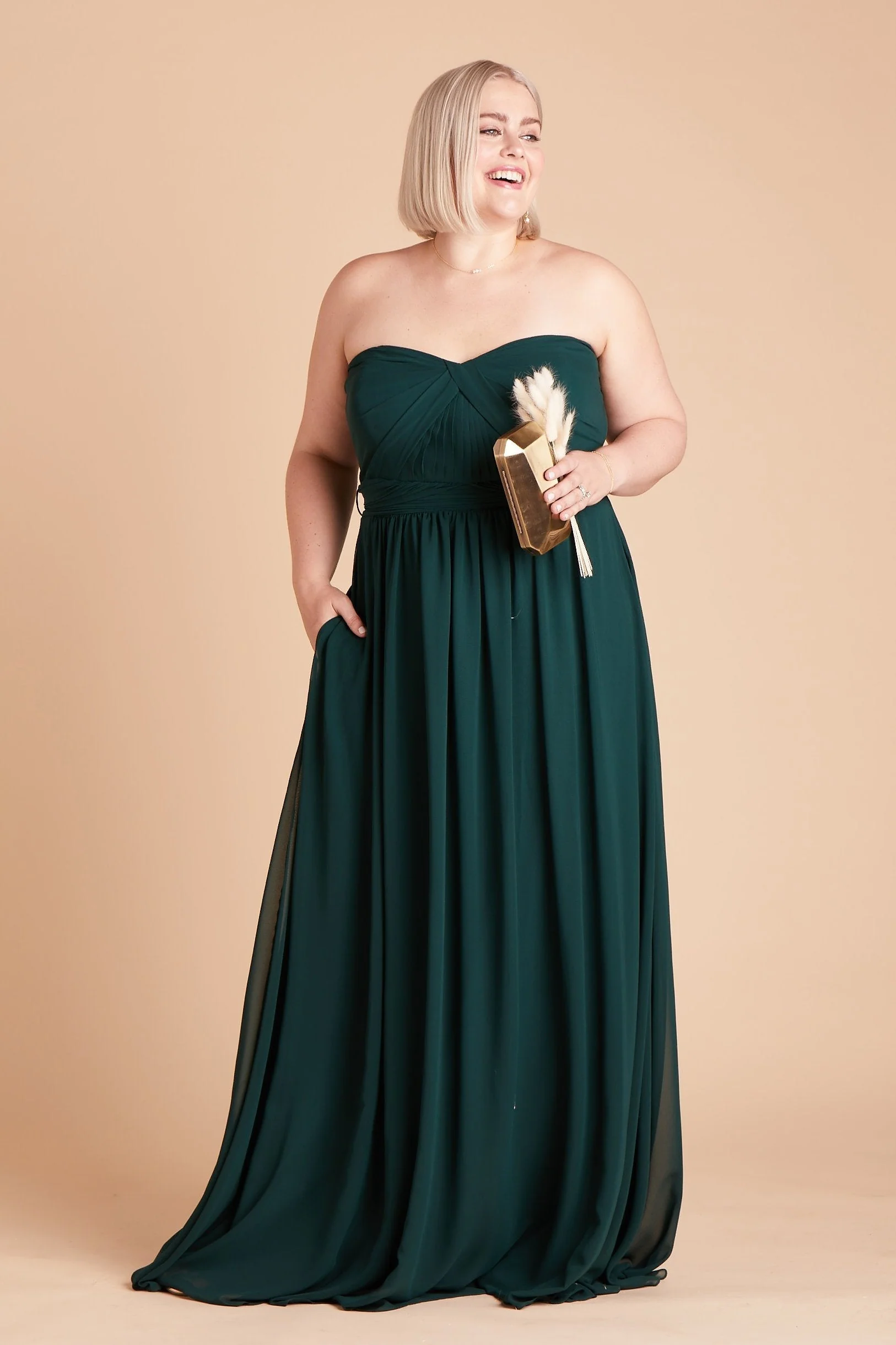 Grace Chiffon Dress - Emerald - Image 3