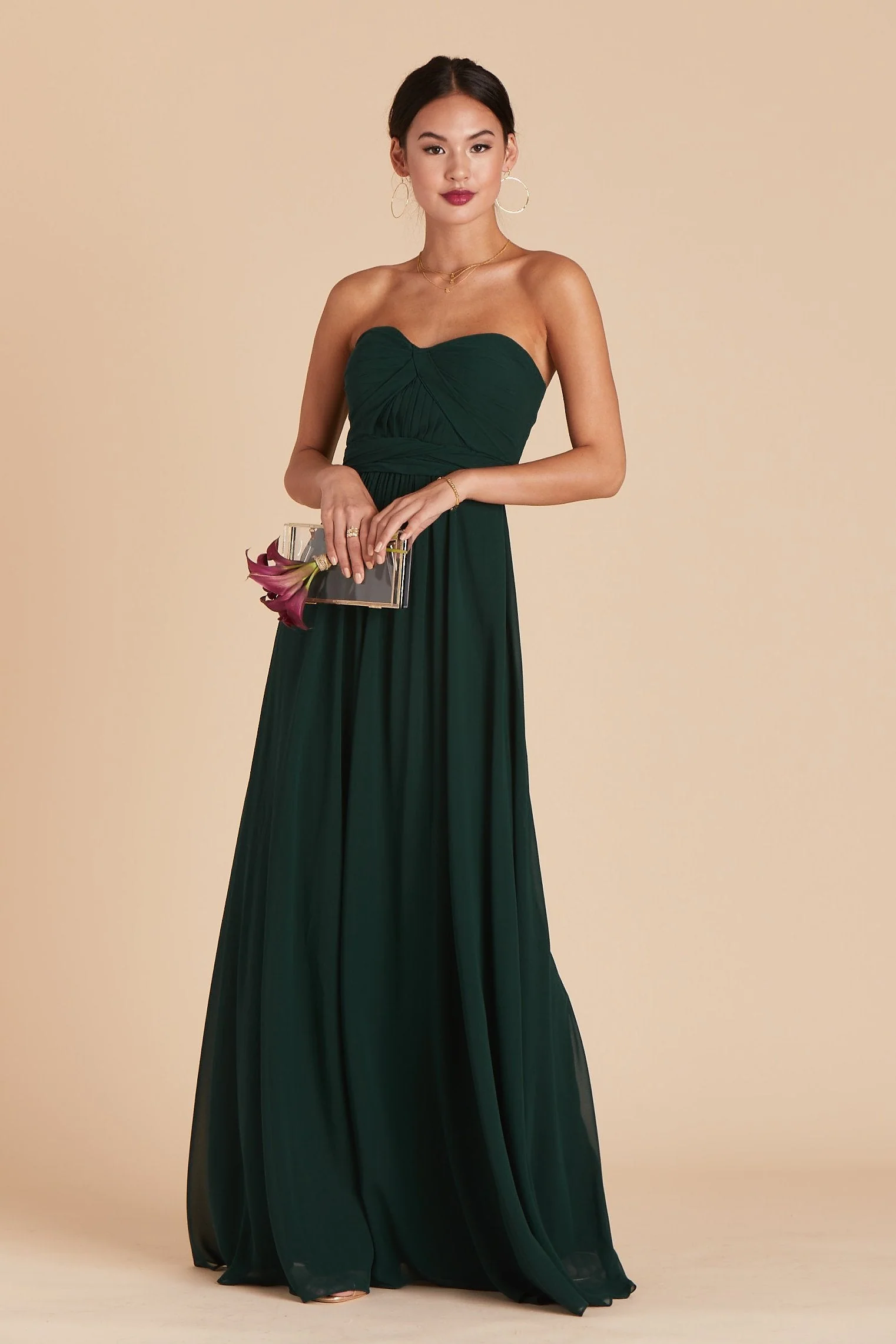 Grace Chiffon Dress - Emerald - Image 4