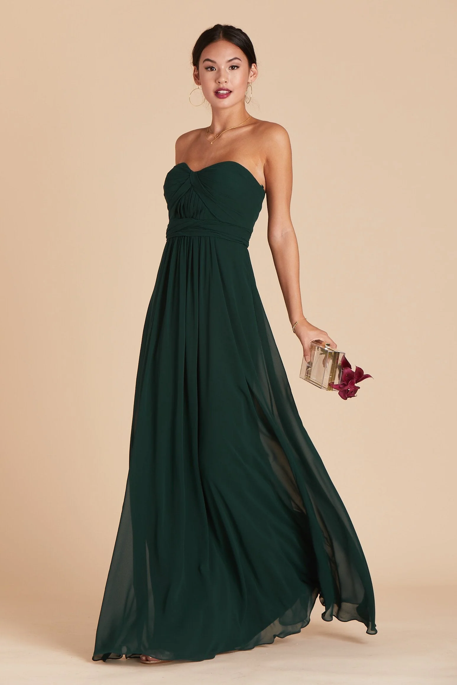 Grace Chiffon Dress - Emerald - Image 5