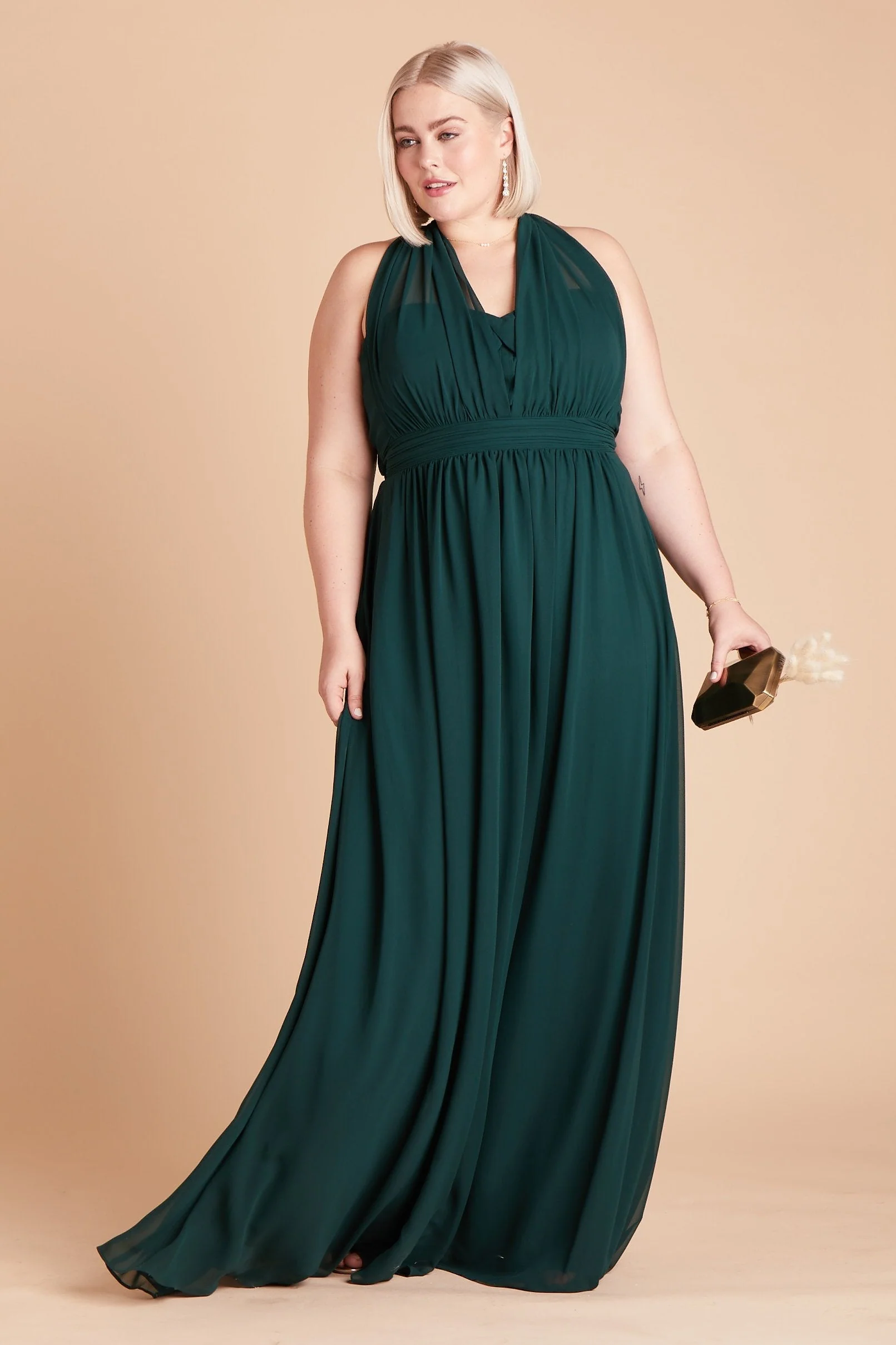 Grace Chiffon Dress - Emerald - Image 8