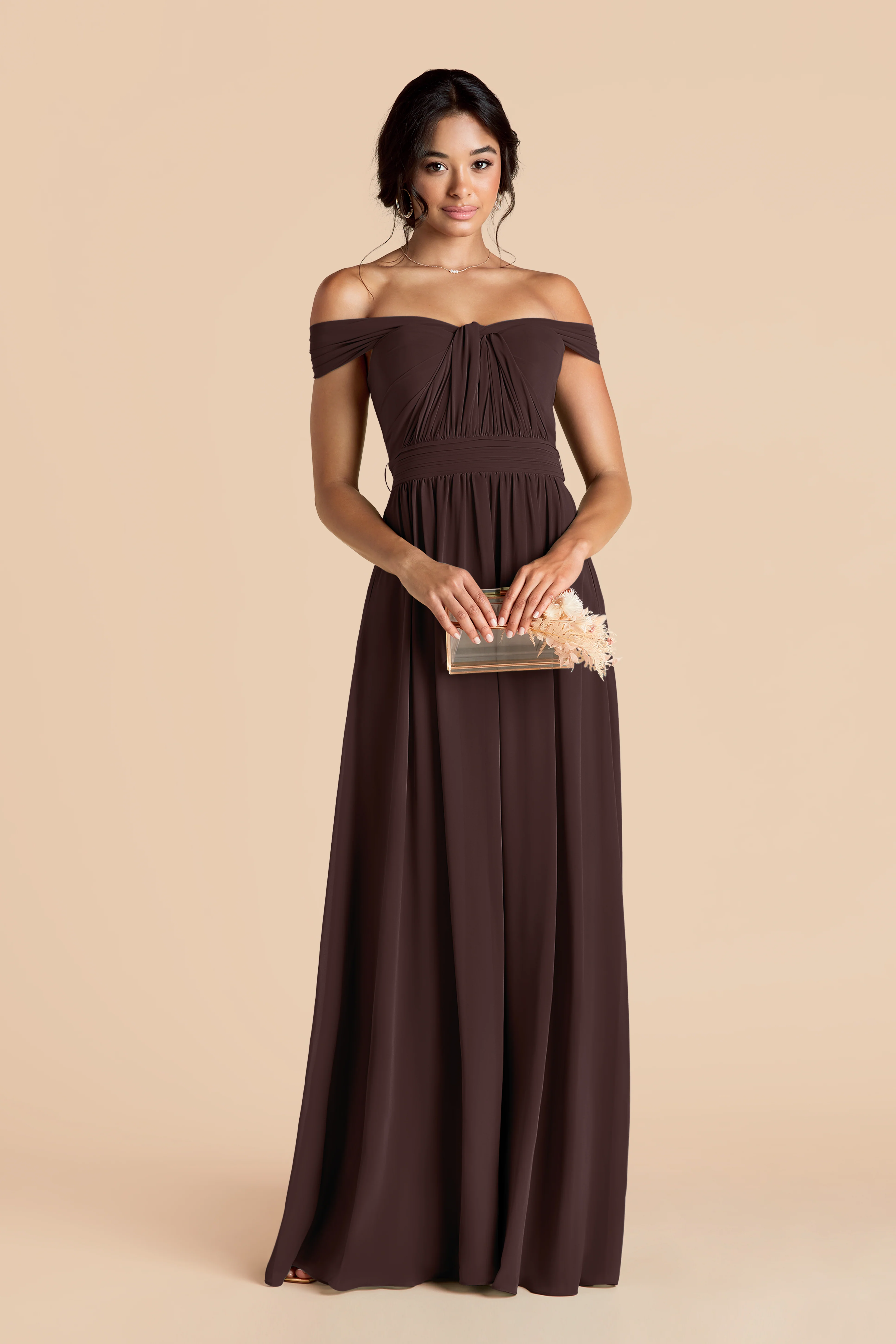 Grace Chiffon Dress - Espresso