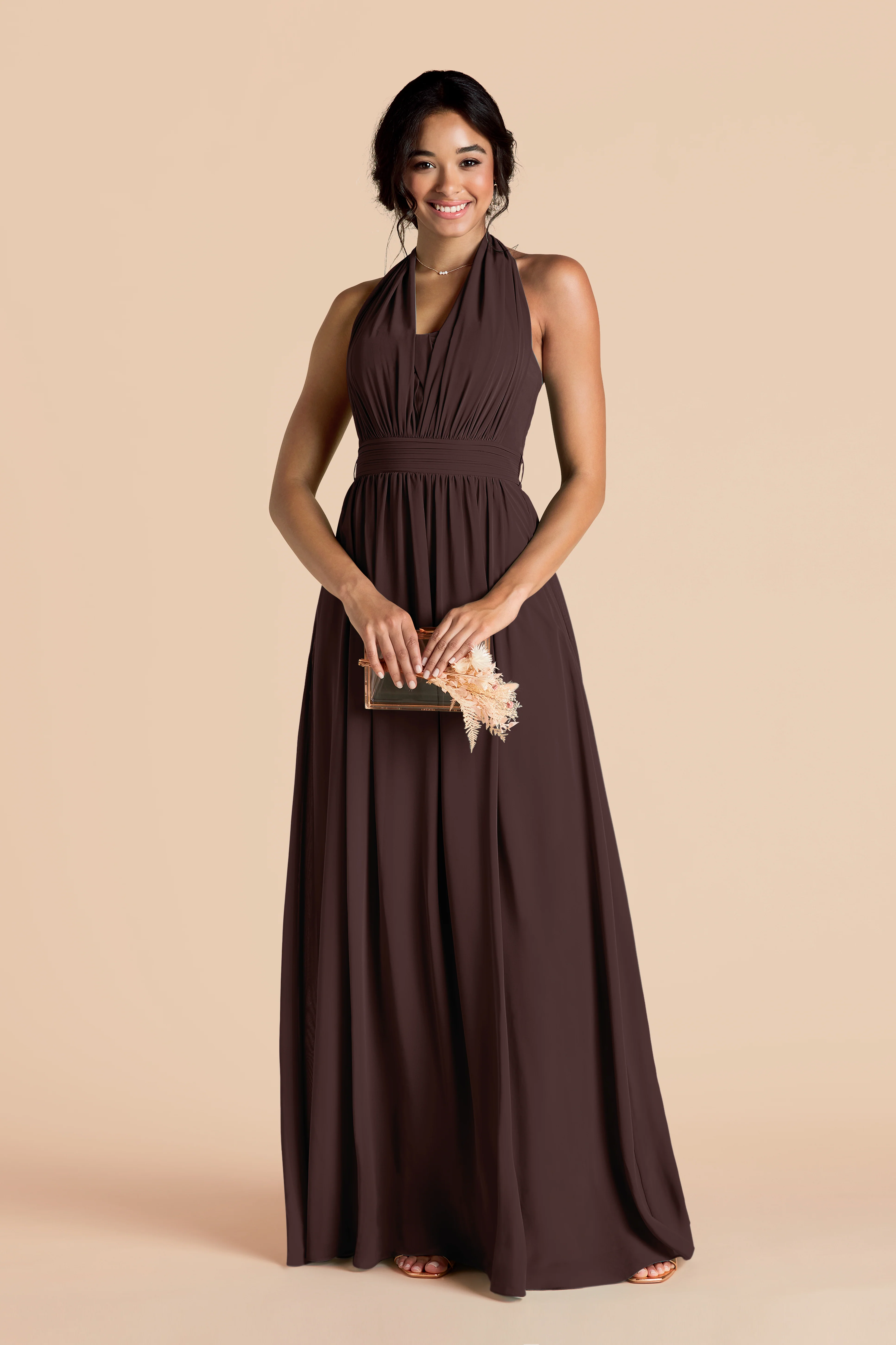 Grace Chiffon Dress - Espresso - Image 10