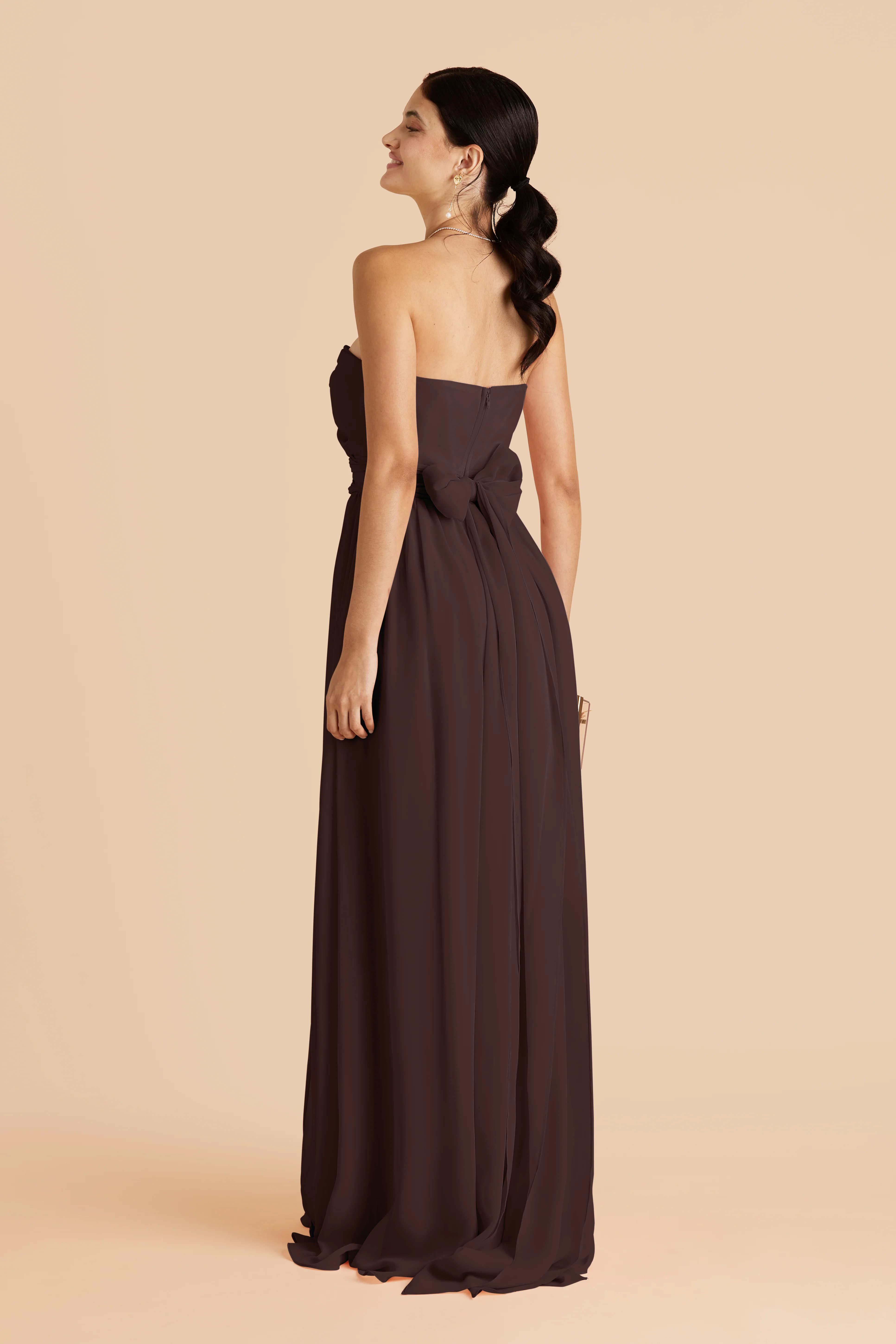 Grace Chiffon Dress - Espresso - Image 11
