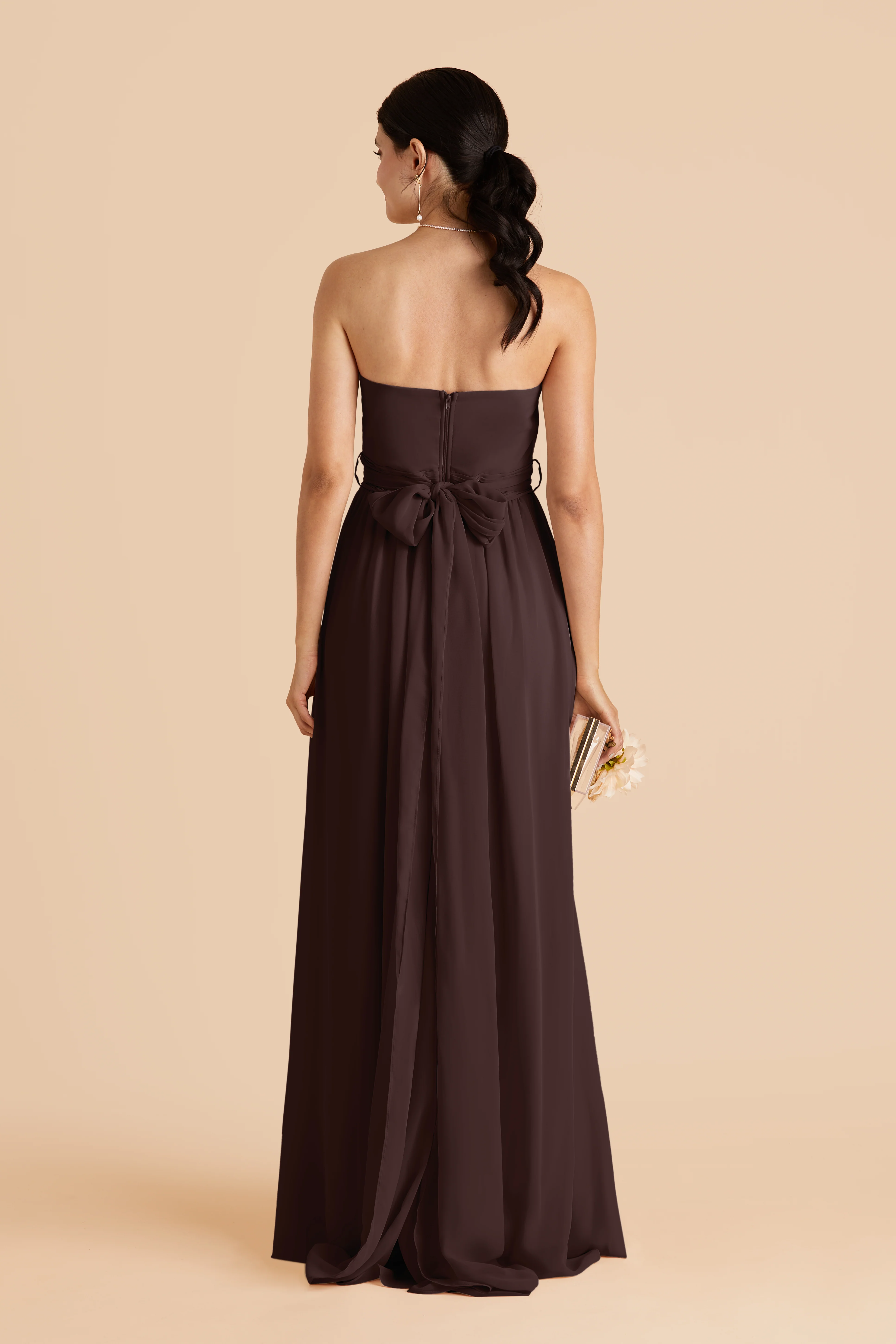 Grace Chiffon Dress - Espresso - Image 13