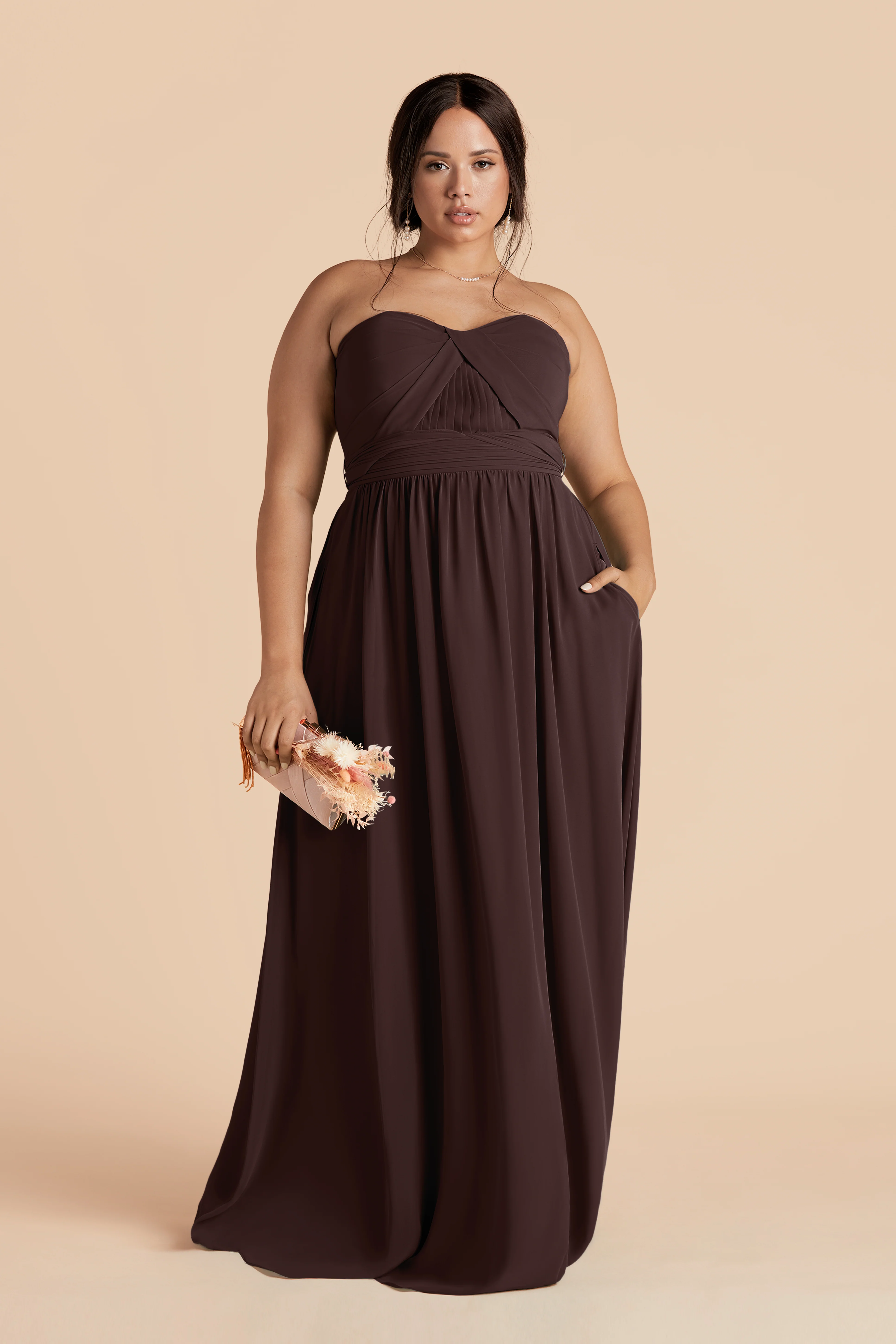 Grace Chiffon Dress - Espresso - Image 2