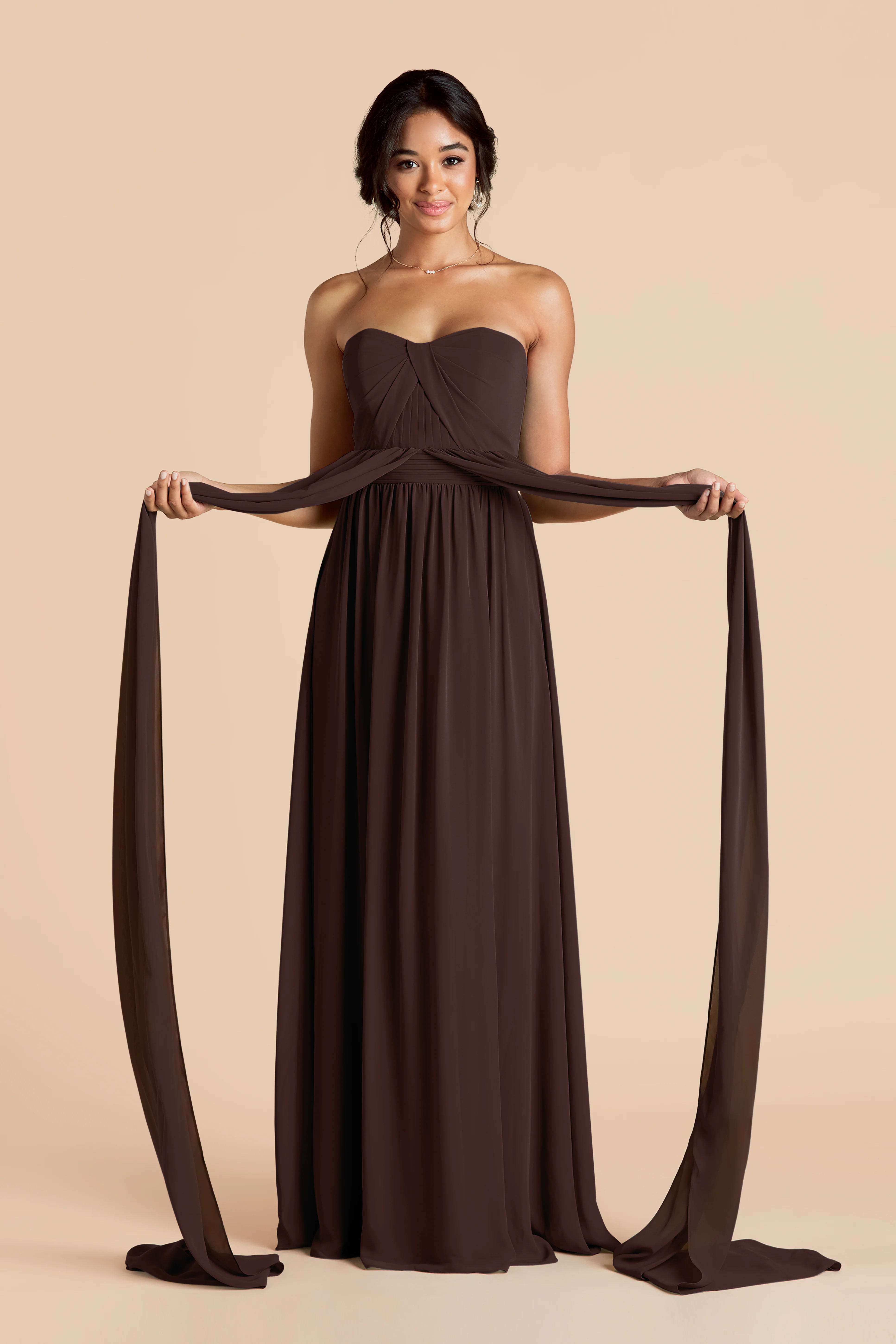 Grace Chiffon Dress - Espresso - Image 3