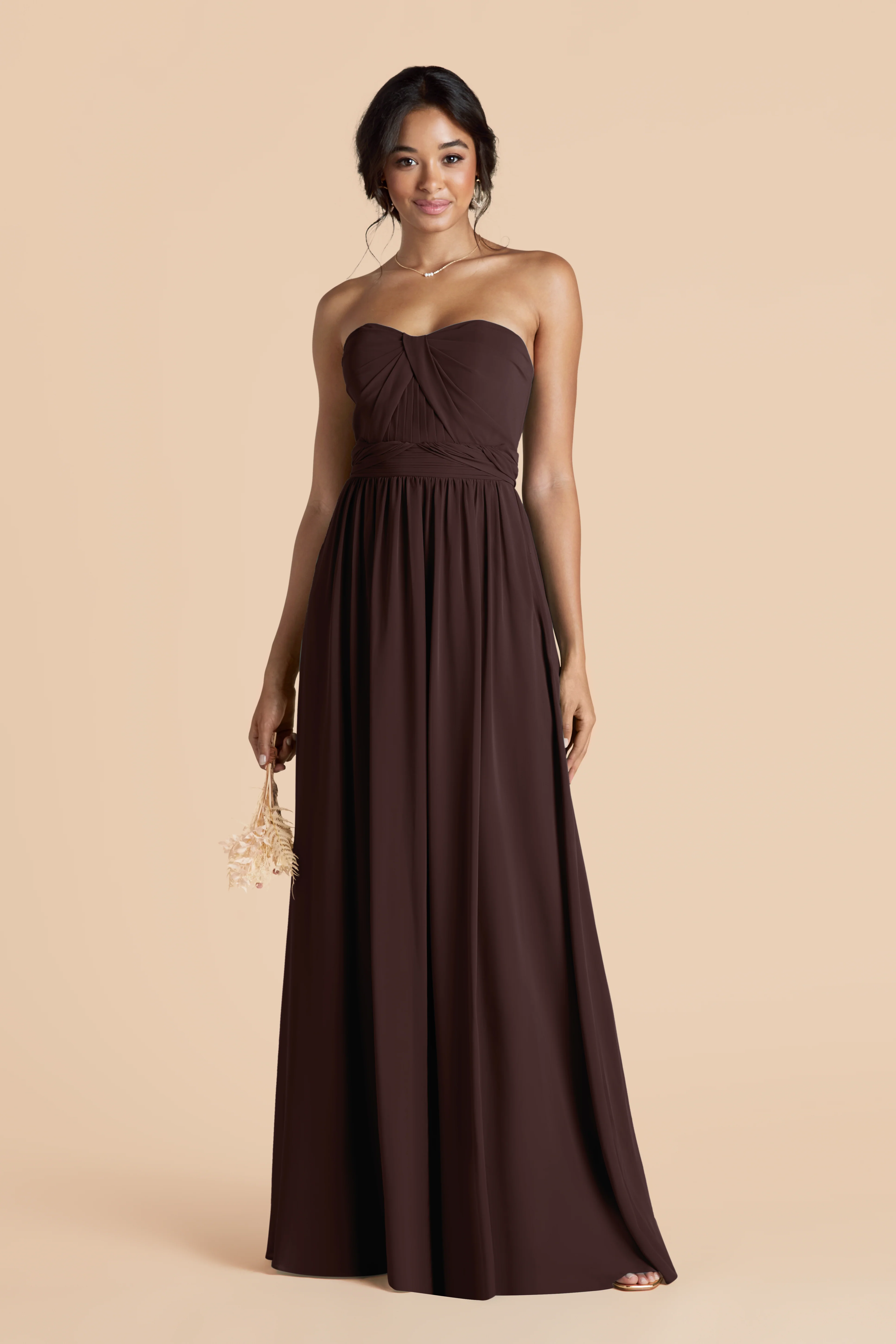 Grace Chiffon Dress - Espresso - Image 4