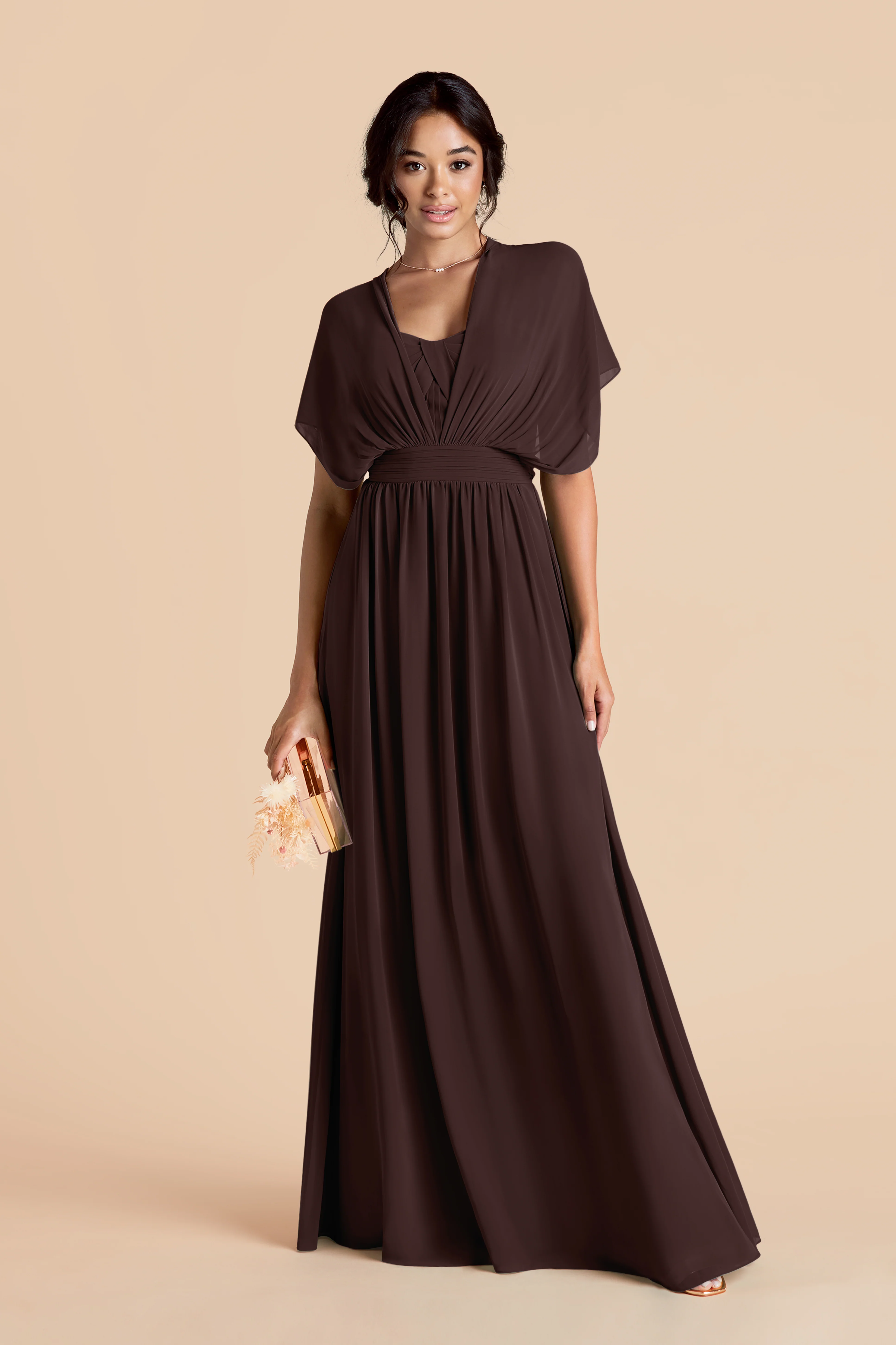 Grace Chiffon Dress - Espresso - Image 5